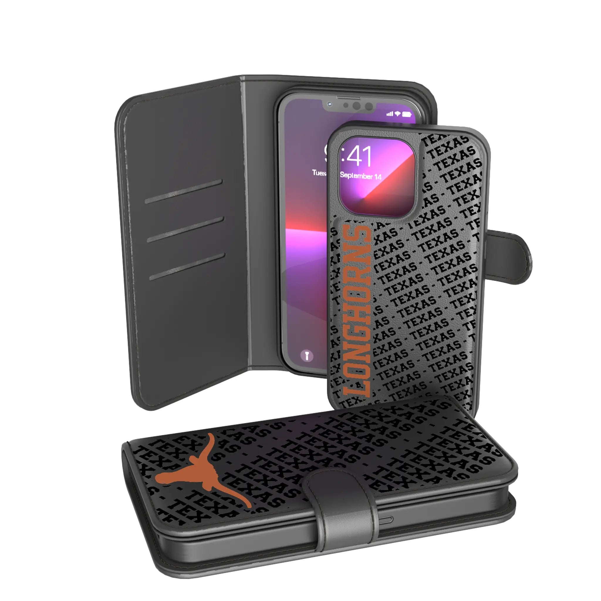University of Texas Longhorns Monocolor Tilt iPhone Wallet Phone Case for Apple iPhone