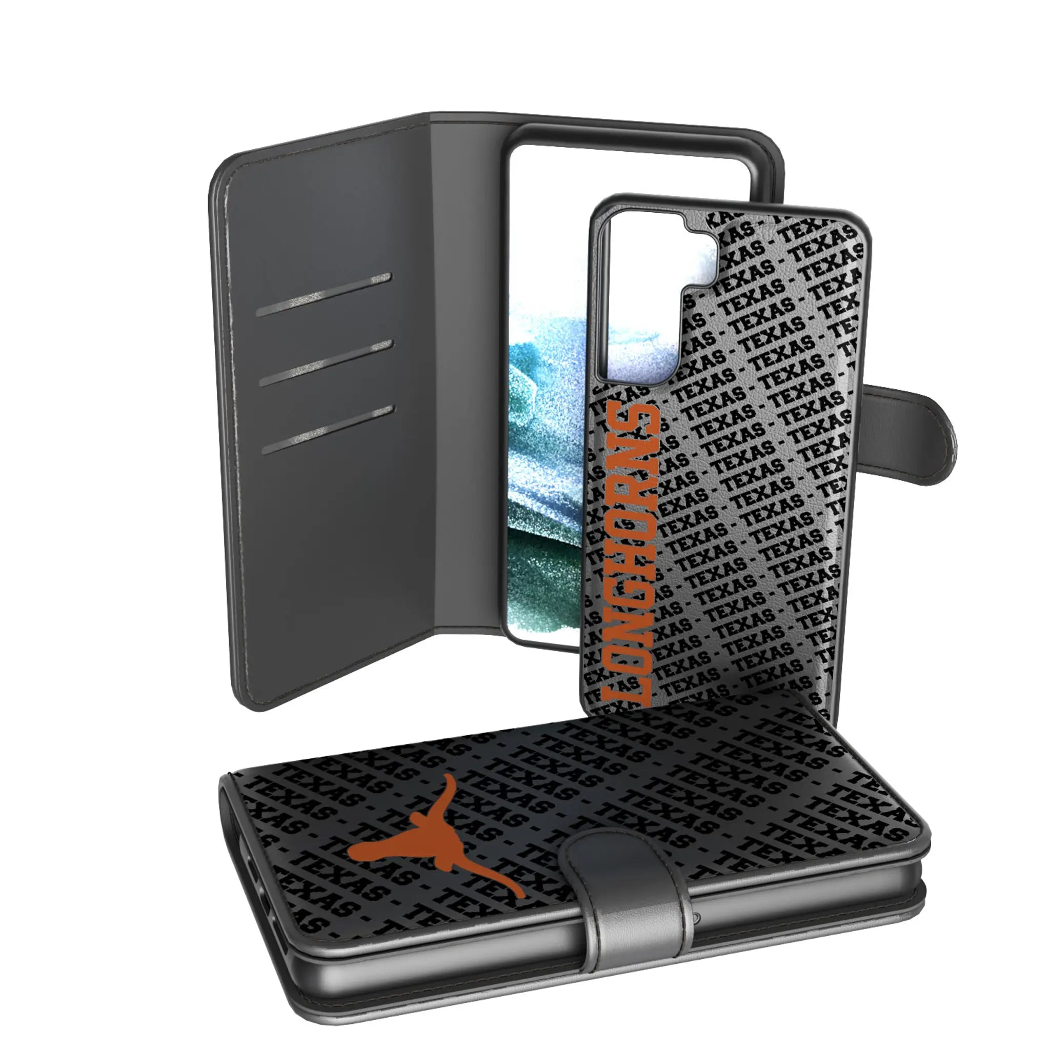 University of Texas Longhorns Monocolor Tilt Galaxy Wallet Phone Case for Samsung Galaxy