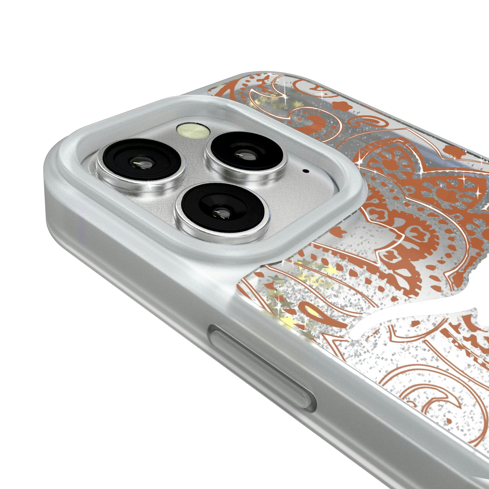 University of Texas Longhorns Paisley iPhone Glitter Phone Case for Apple iPhone - Detail#Device_iPhone 16 Pro