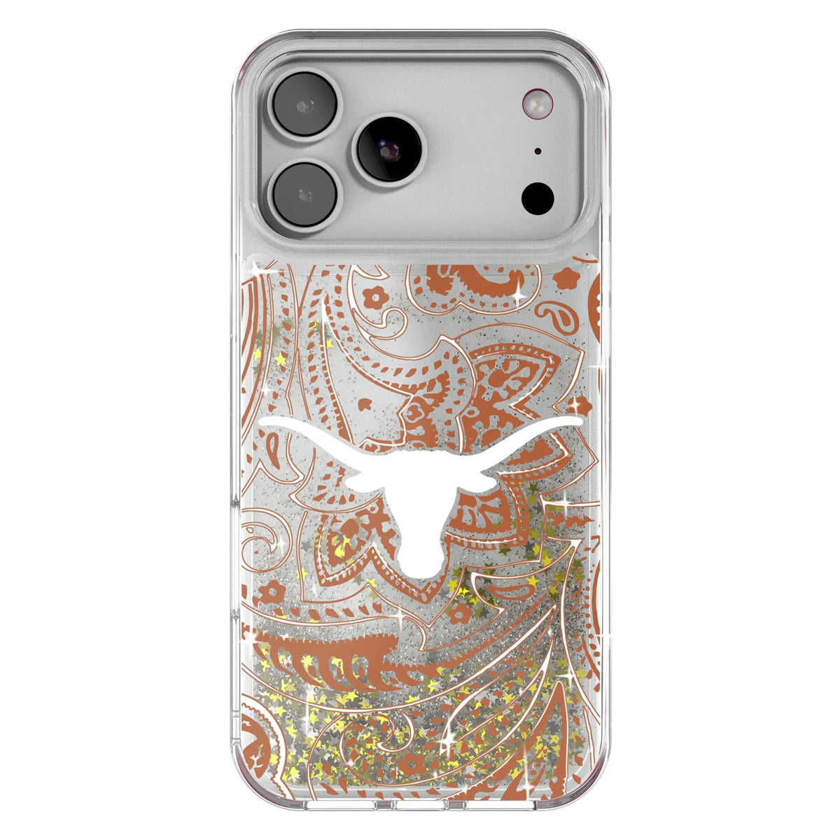 University of Texas Longhorns Paisley Glitter Phone Case for Apple iPhone