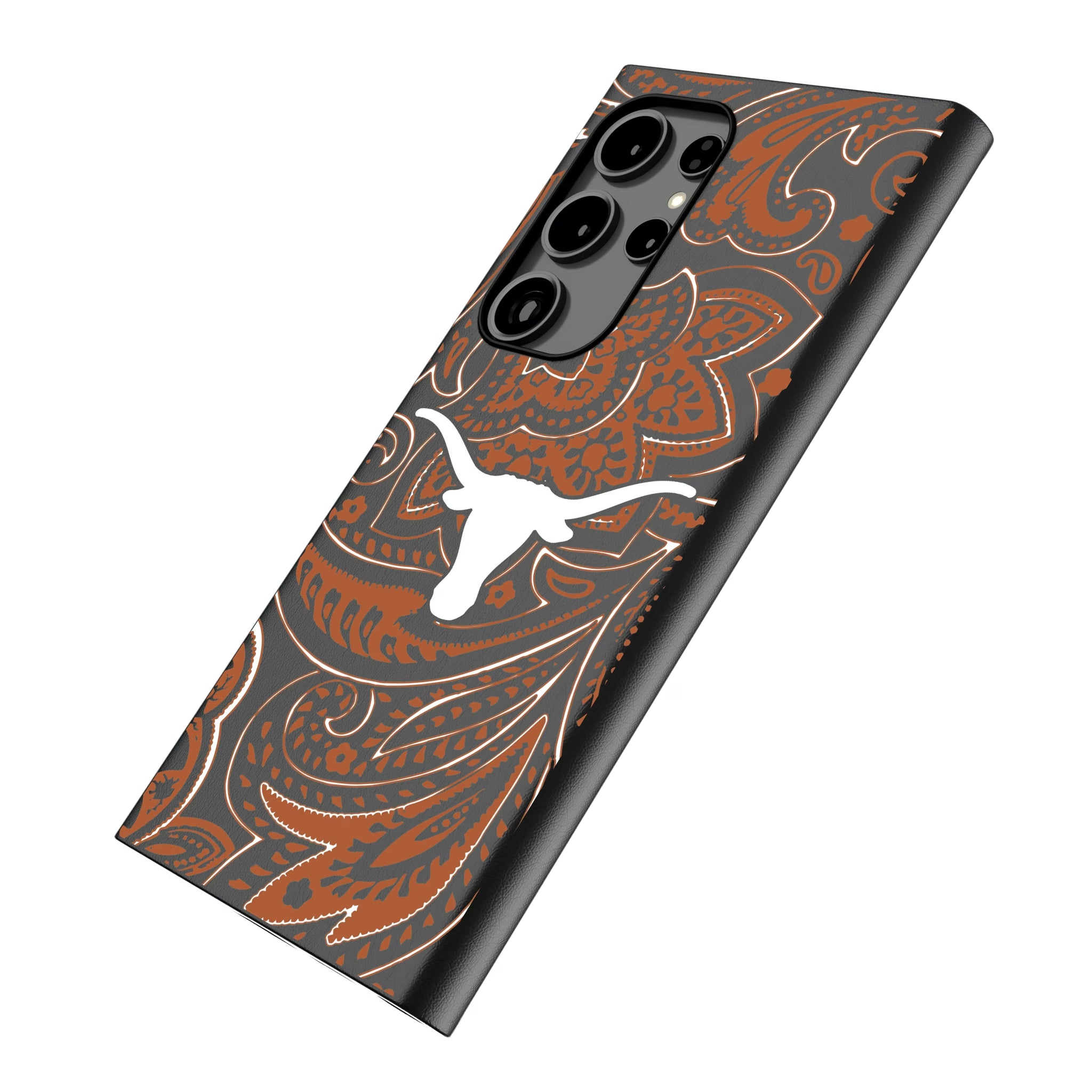 University of Texas Longhorns Paisley Galaxy MagSafe Compatible Phone Case for Samsung Galaxy - Isometric View