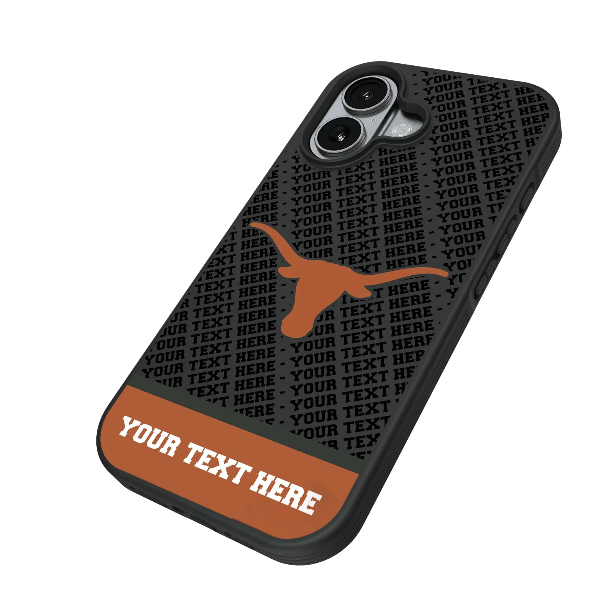 University of Texas Longhorns Personalized EndZone Plus iPhone Bump Phone Case for Apple iPhone - Isometric View#Device_iPhone 17