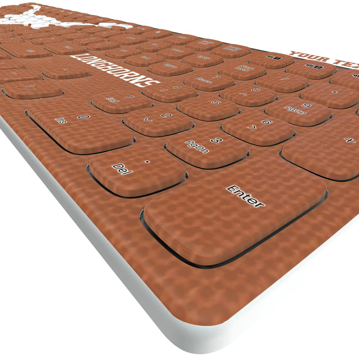 University of Texas Longhorns Personalized Endzone Solid KKB605 Curved Wireless Keyboard - Detail