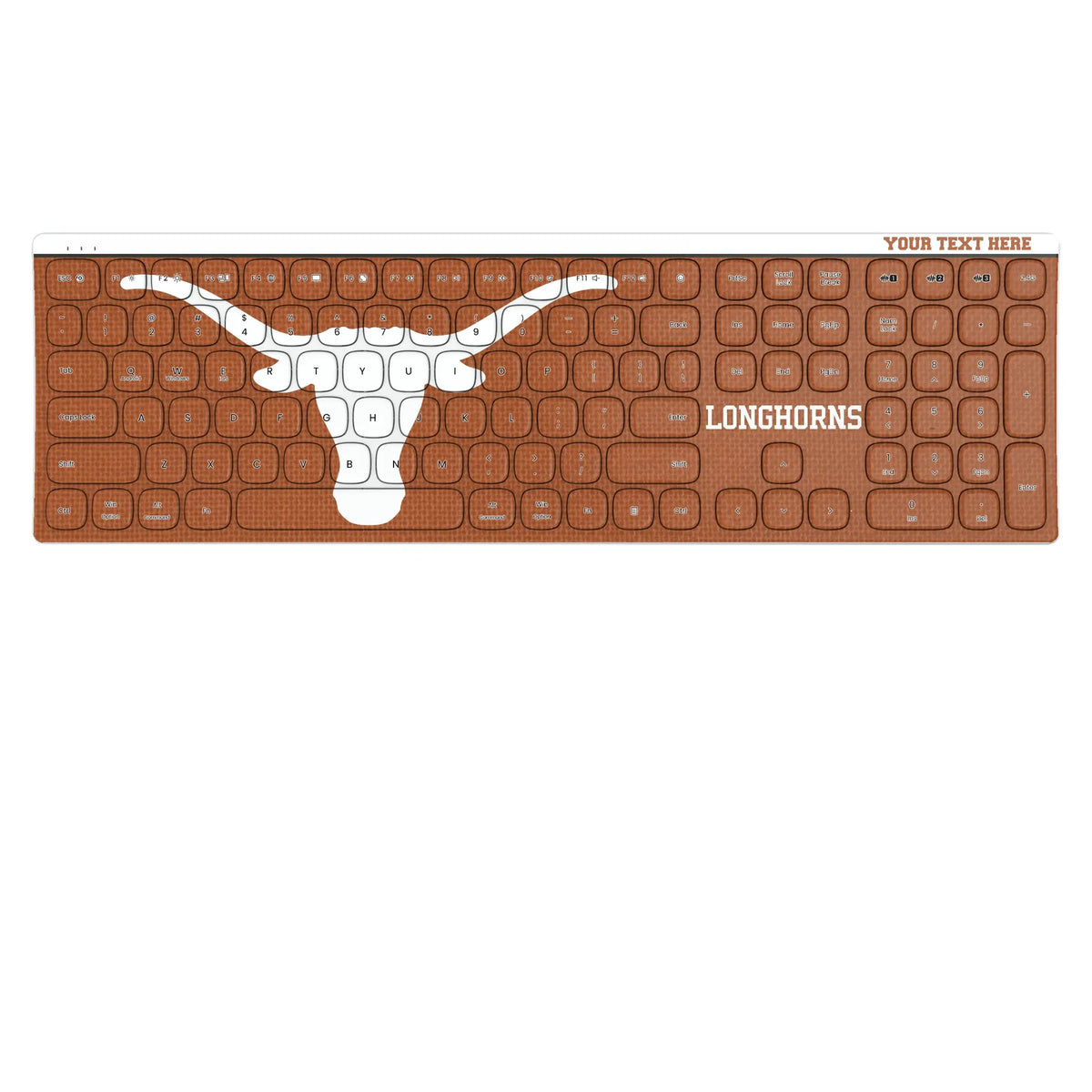 University of Texas Longhorns Personalized Endzone Solid KKB605 Curved Wireless Keyboard