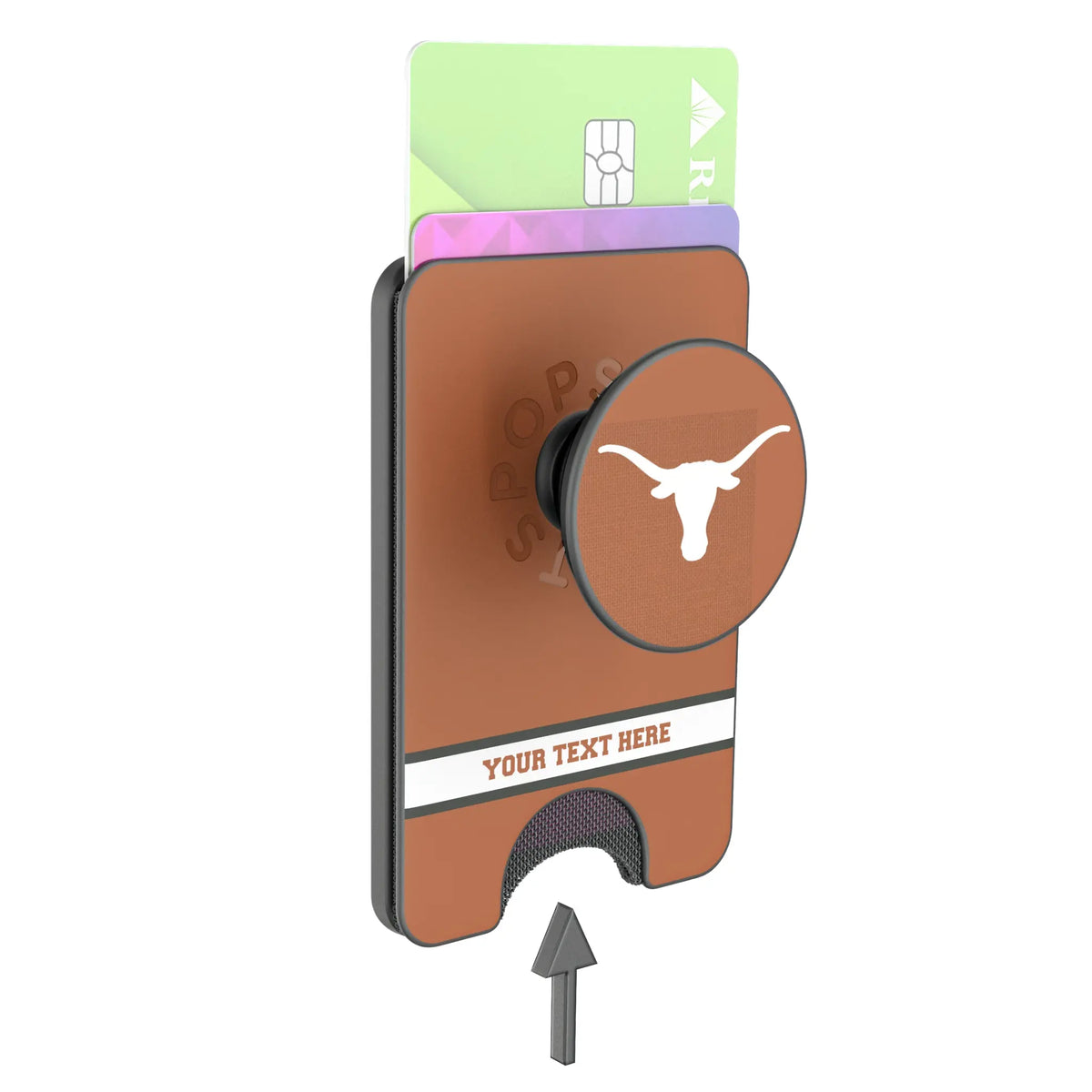 University of Texas Longhorns Personalized Endzone Solid Popsockets Wallet Magnetic - Detail