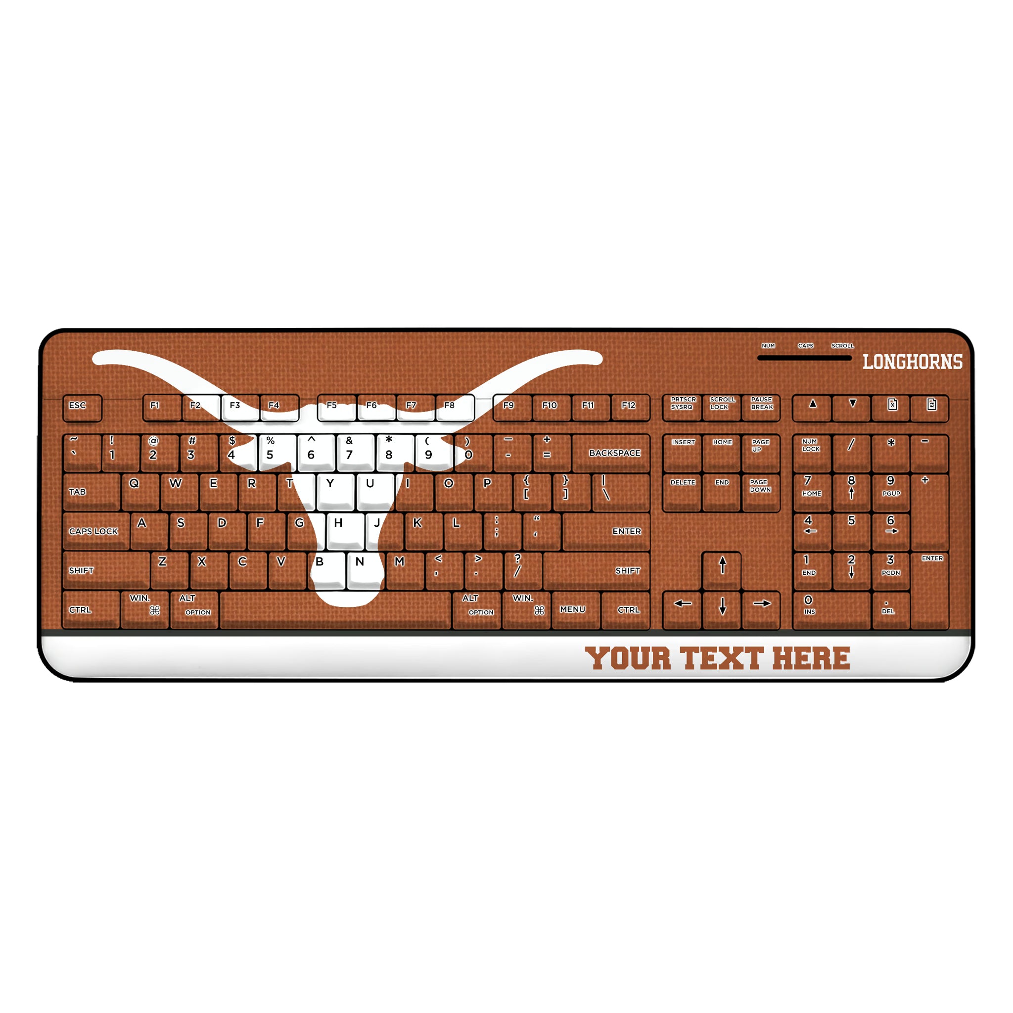 University of Texas Longhorns Personalized Endzone Solid Wireless USB Keyboard