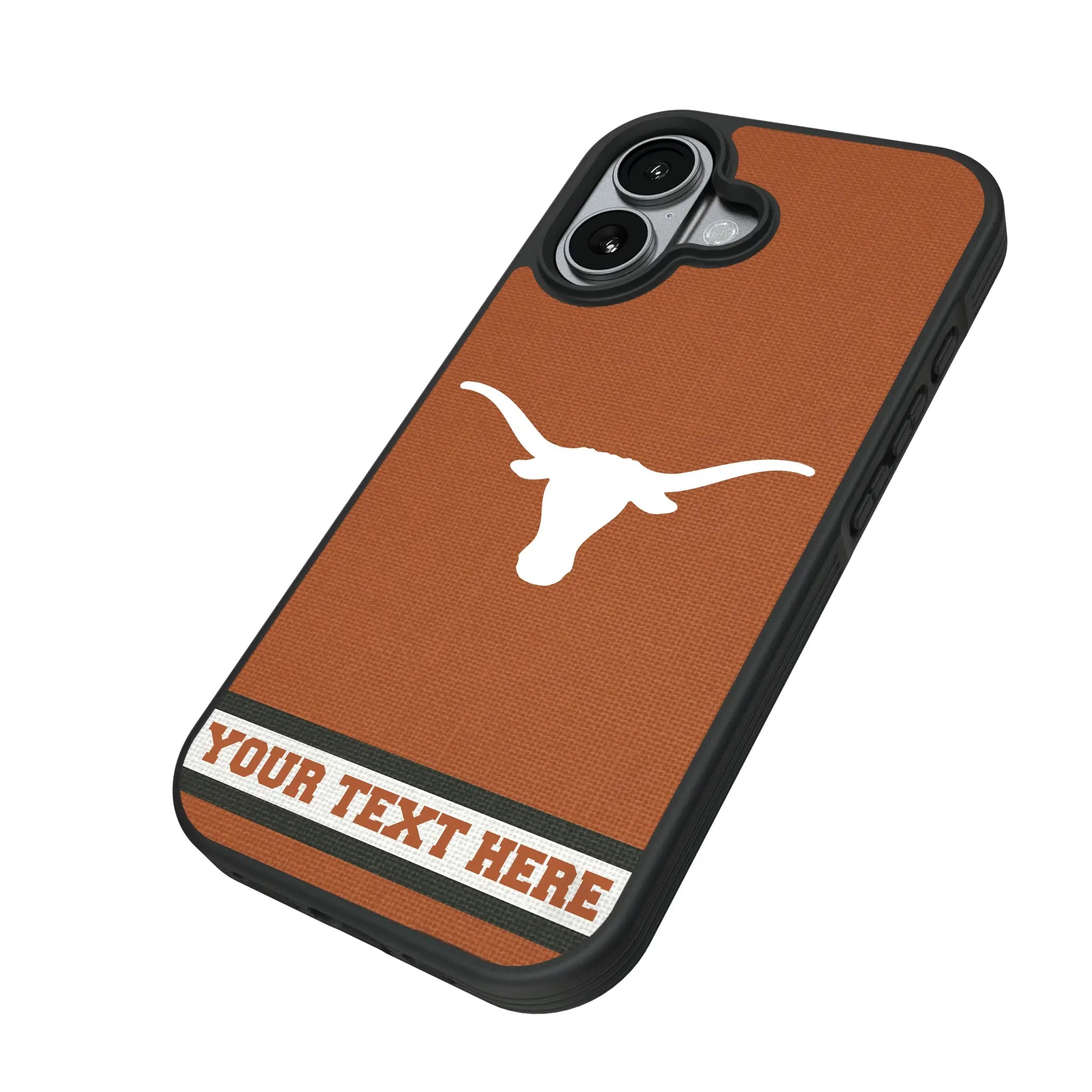 University of Texas Longhorns Personalized Stripe iPhone Bump Phone Case for Apple iPhone - Isometric View#Device_iPhone 17