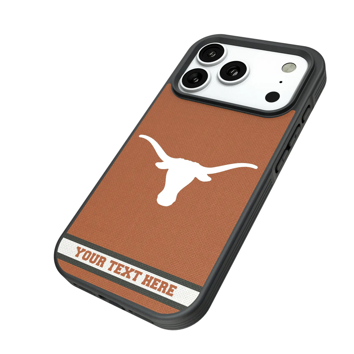 University of Texas Longhorns Personalized Stripe iPhone Bump Phone Case for Apple iPhone - Isometric View#Device_iPhone 18 Pro