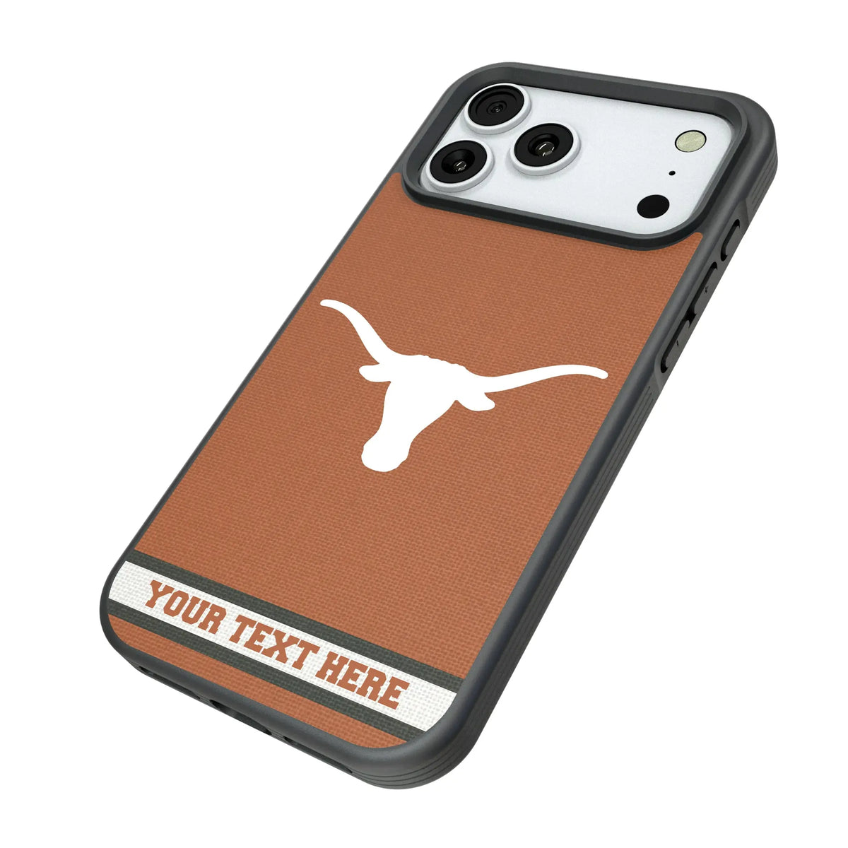 University of Texas Longhorns Personalized Stripe iPhone Bump Phone Case for Apple iPhone - Isometric View#Device_iPhone 18 Pro Max