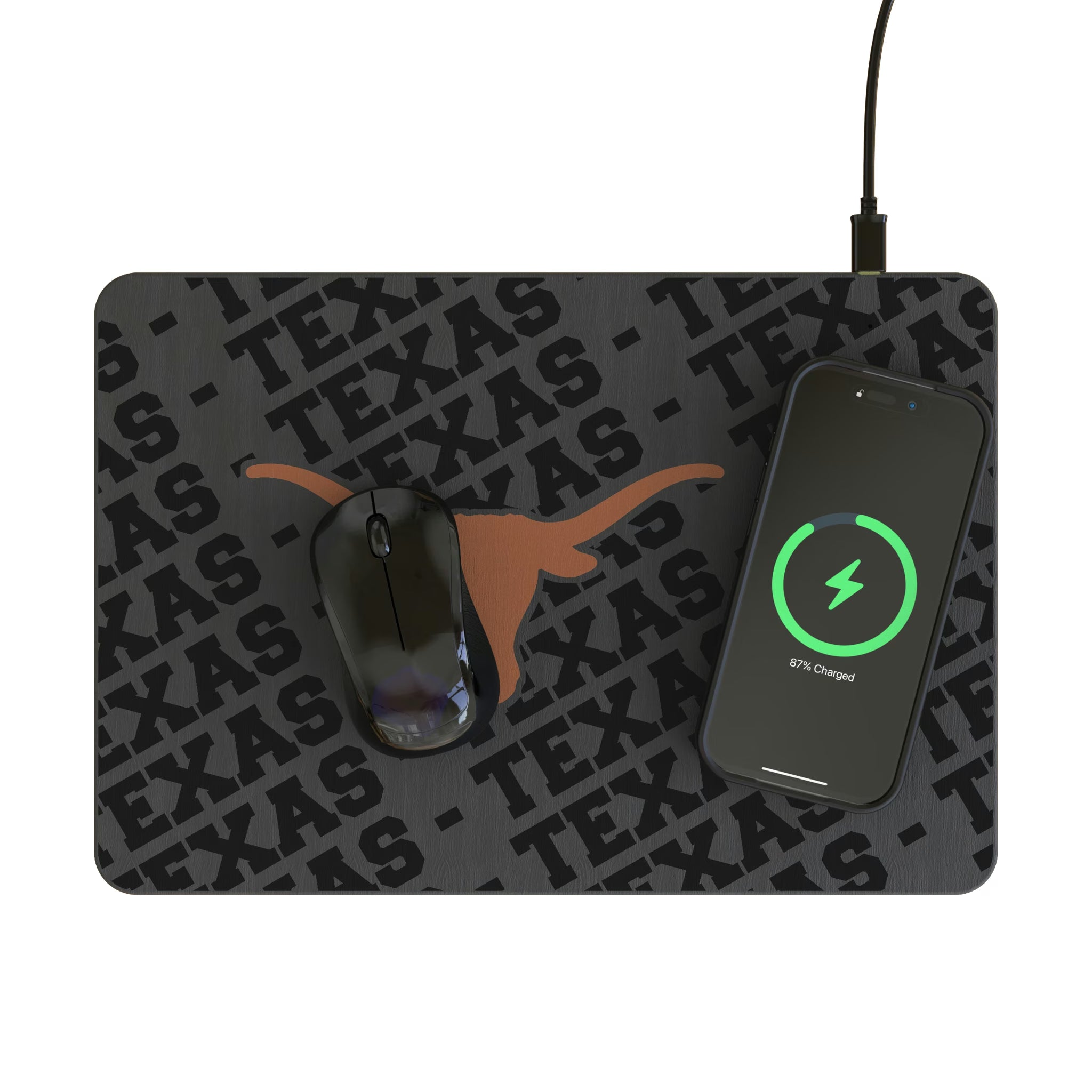 University of Texas Longhorns Personalized Tilt 15-Watt Wireless Charger and Mouse Pad - Lifestyle