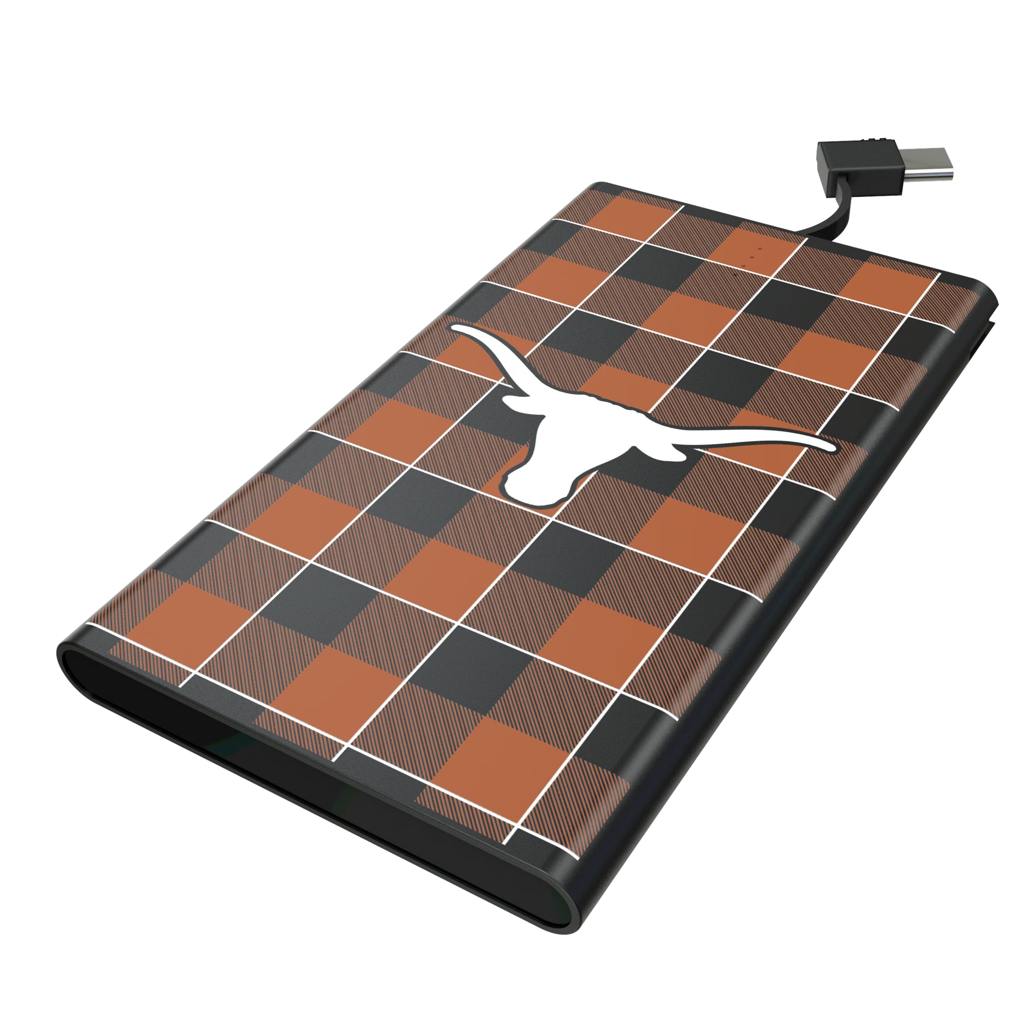 University of Texas Longhorns Plaid 5000mAh Flat Powerbank