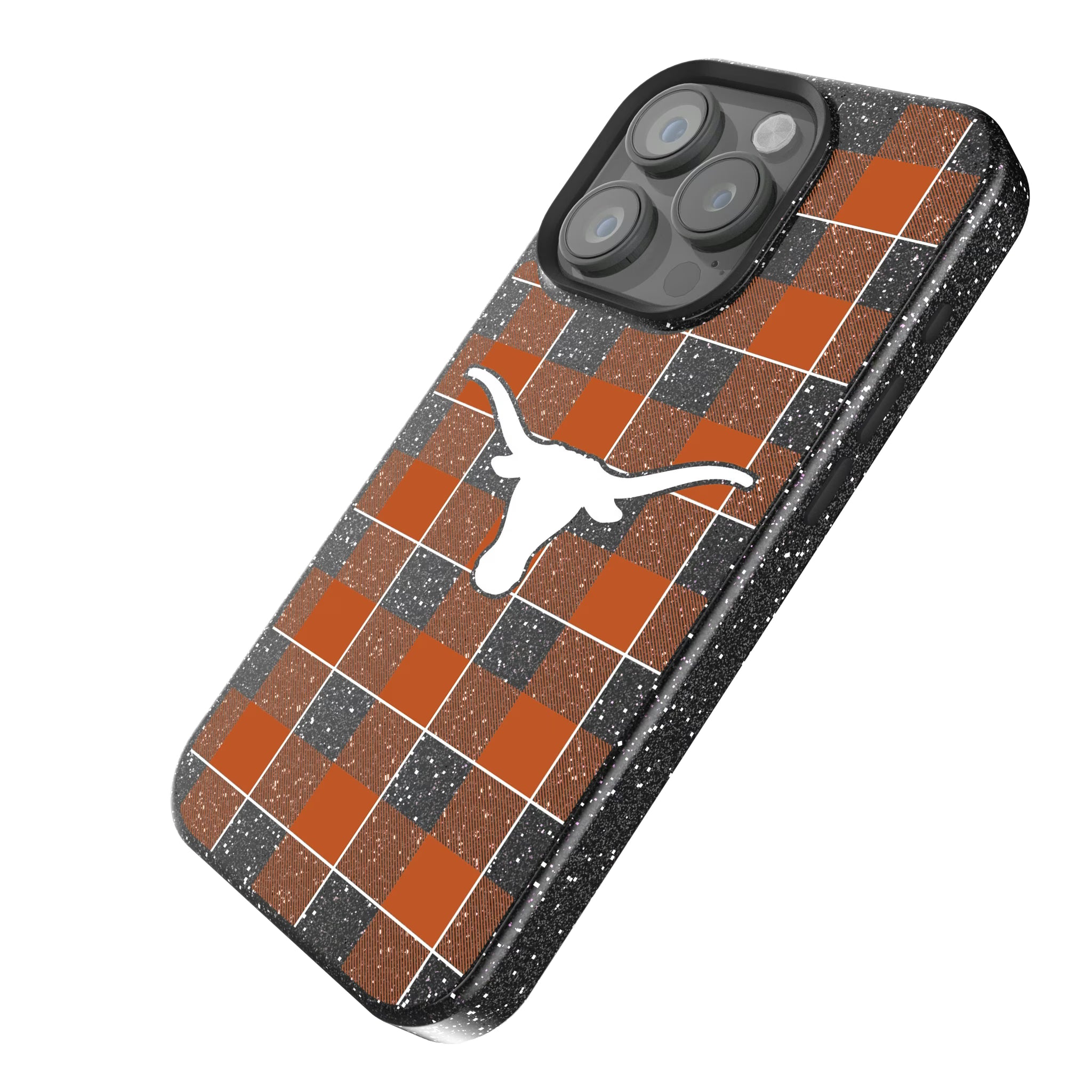 University of Texas Longhorns Plaid iPhone Bling Phone Case for Apple iPhone - Isometric View