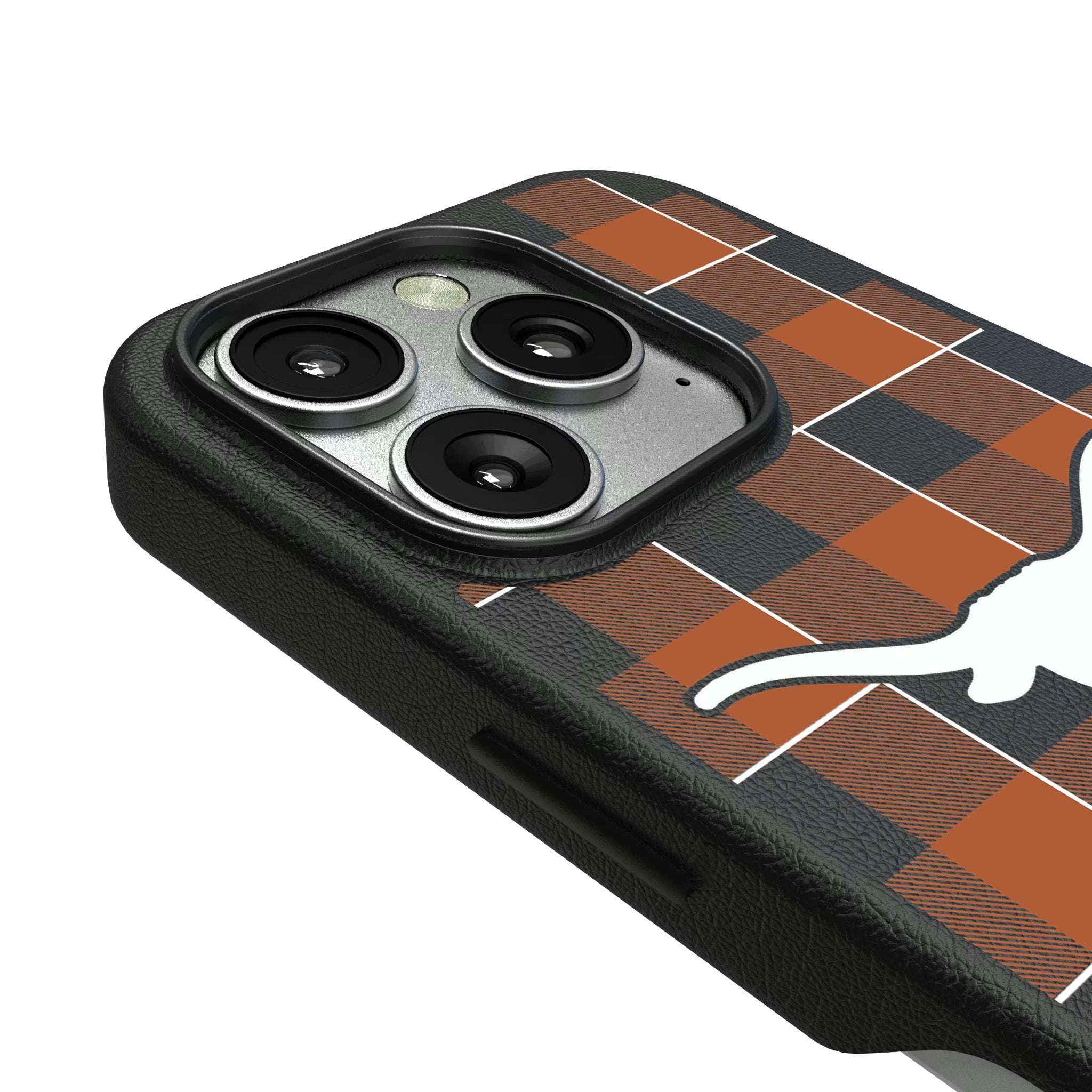 University of Texas Longhorns Plaid iPhone MagSafe Compatible Phone Case for Apple iPhone - Detail