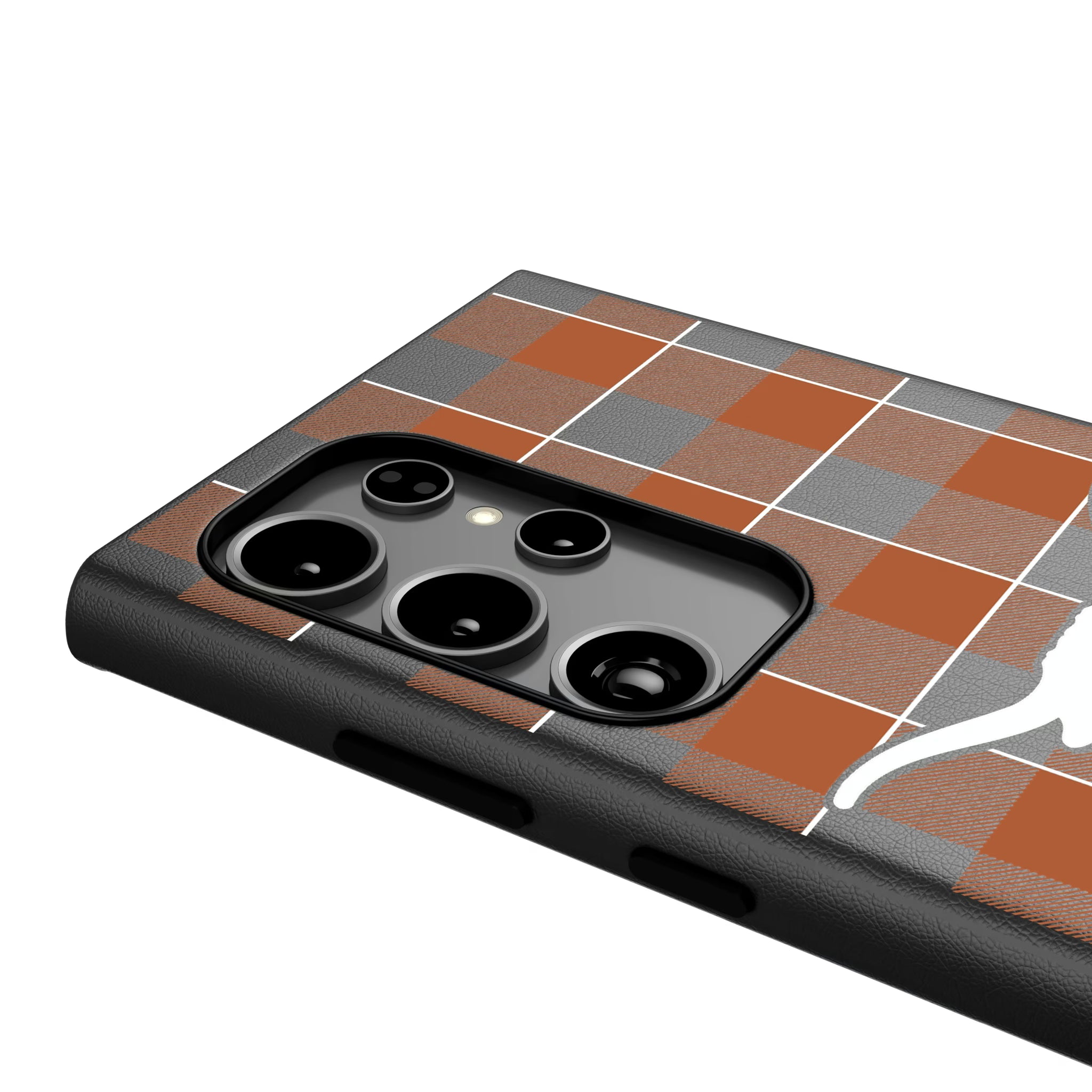 University of Texas Longhorns Plaid Galaxy MagSafe Compatible Phone Case for Samsung Galaxy - Detail
