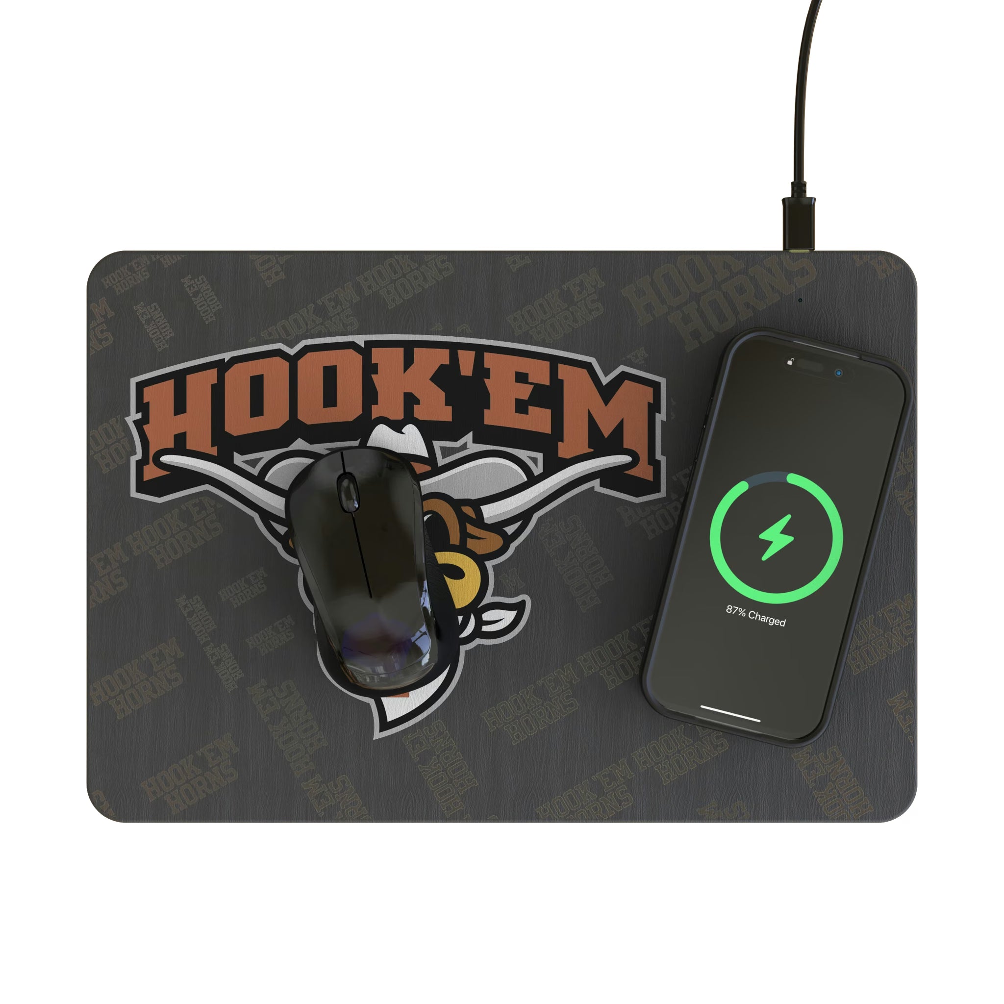University of Texas Longhorns Quadtile 15-Watt Wireless Charger and Mouse Pad - Lifestyle