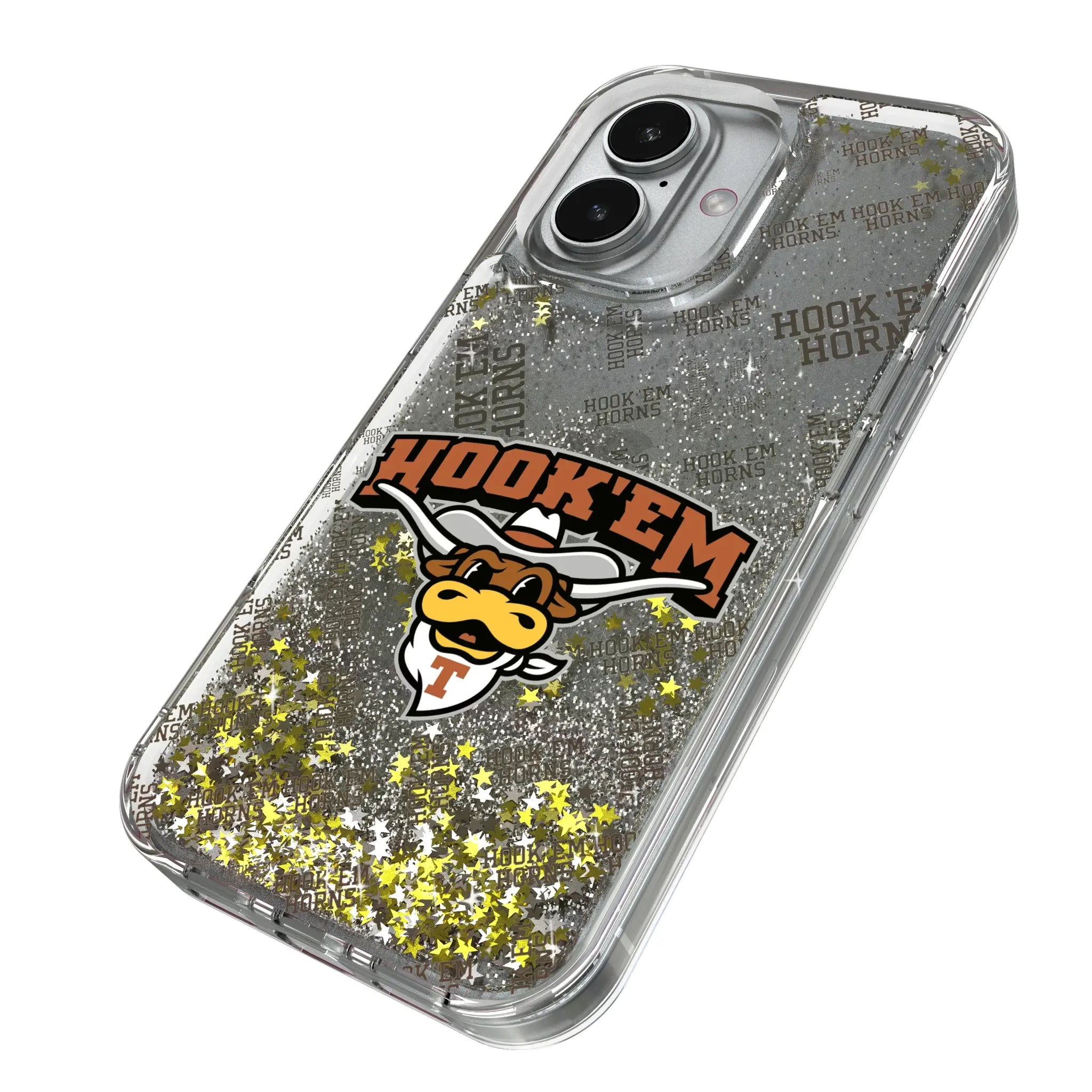 University of Texas Longhorns Quadtile iPhone Glitter Phone Case for Apple iPhone - Isometric View
