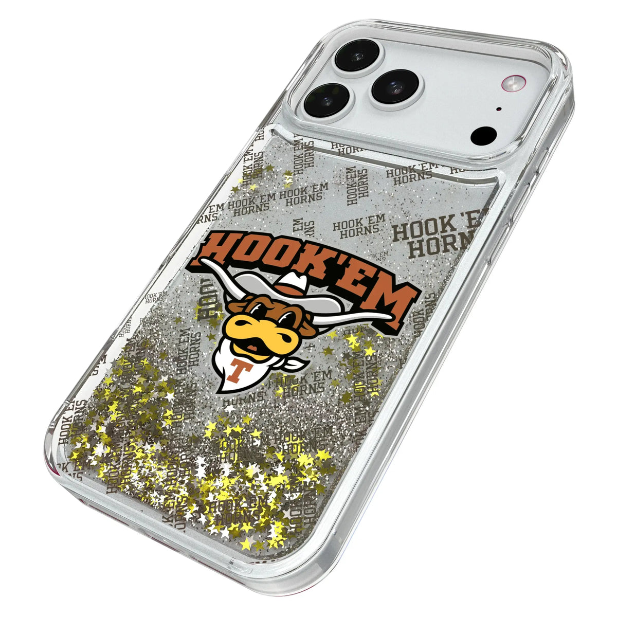 University of Texas Longhorns Quadtile iPhone Glitter Phone Case for Apple iPhone - Isometric View#Device_iPhone 18 Pro Max