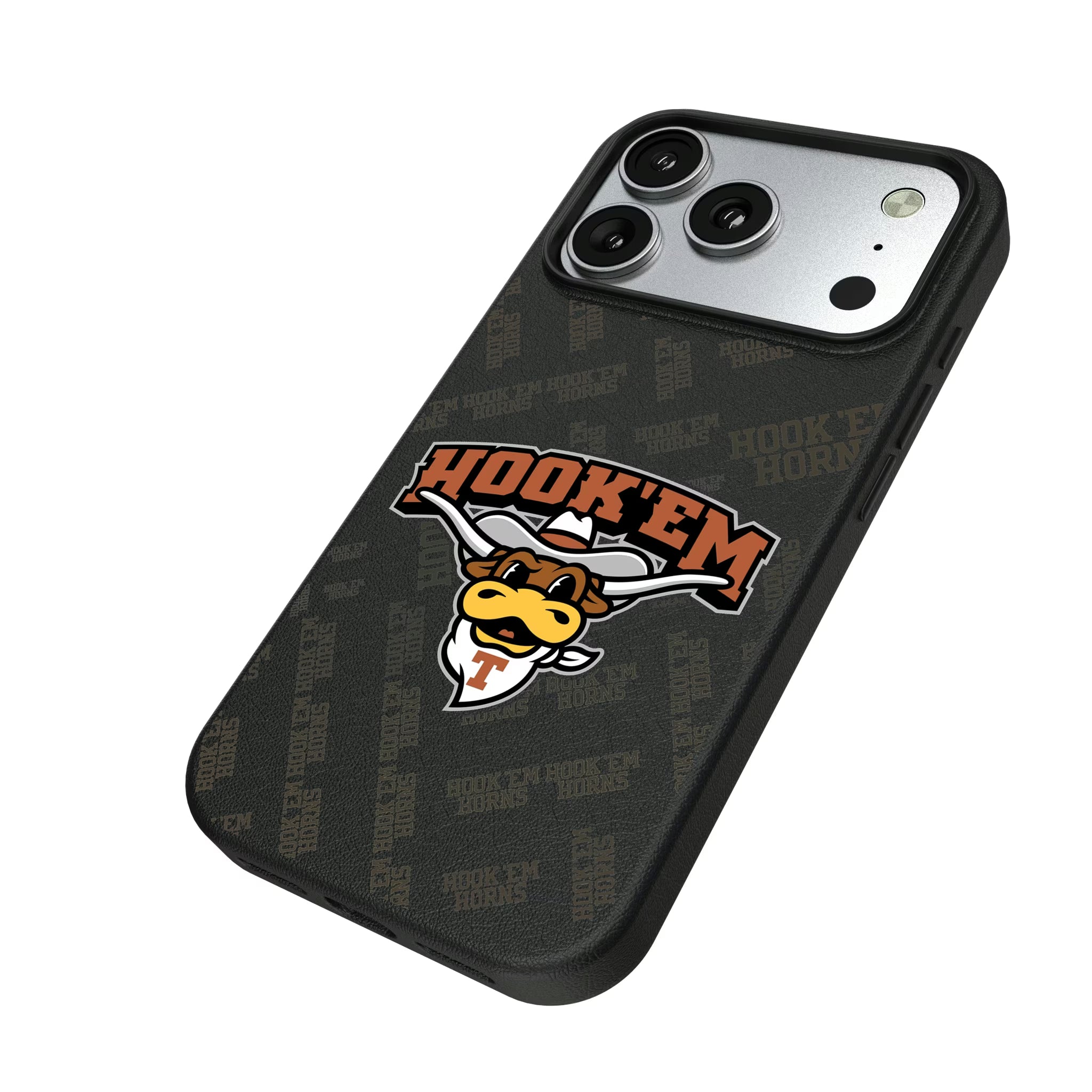 University of Texas Longhorns Quadtile iPhone MagSafe Compatible Phone Case for Apple iPhone - Isometric View#Device_iPhone 17 Pro