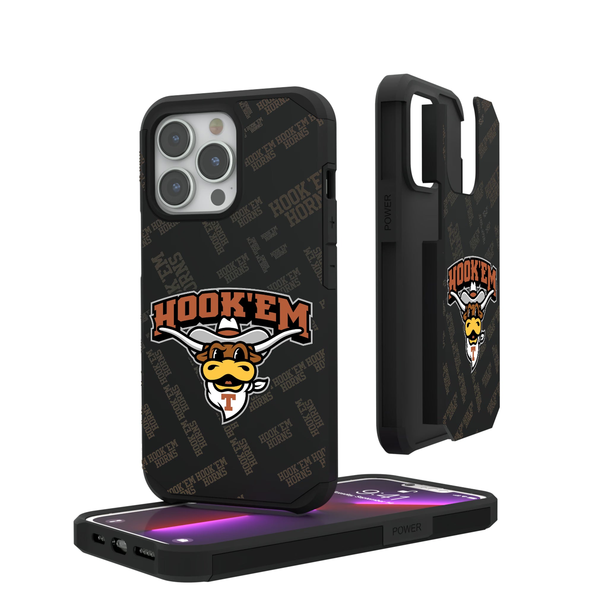 University of Texas Longhorns Quadtile iPhone Rugged Phone Case for Apple iPhone#Device_iPhone 13 Pro
