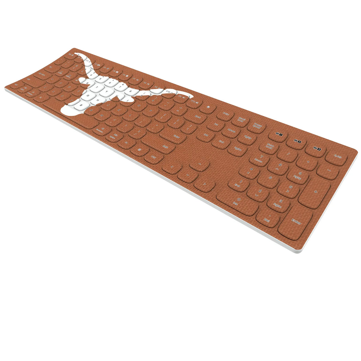 University of Texas Longhorns Solid KKB605 Curved Wireless Keyboard - Isometric View