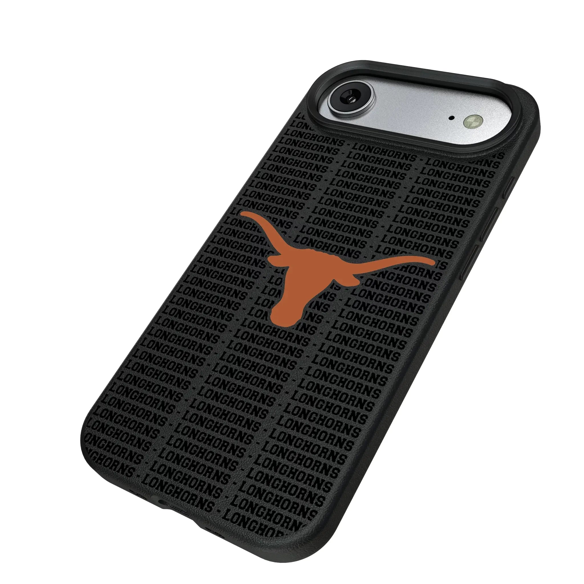 University of Texas Longhorns Text Backdrop iPhone MagSafe Compatible Phone Case for Apple iPhone - Isometric View#Device_iPhone Air