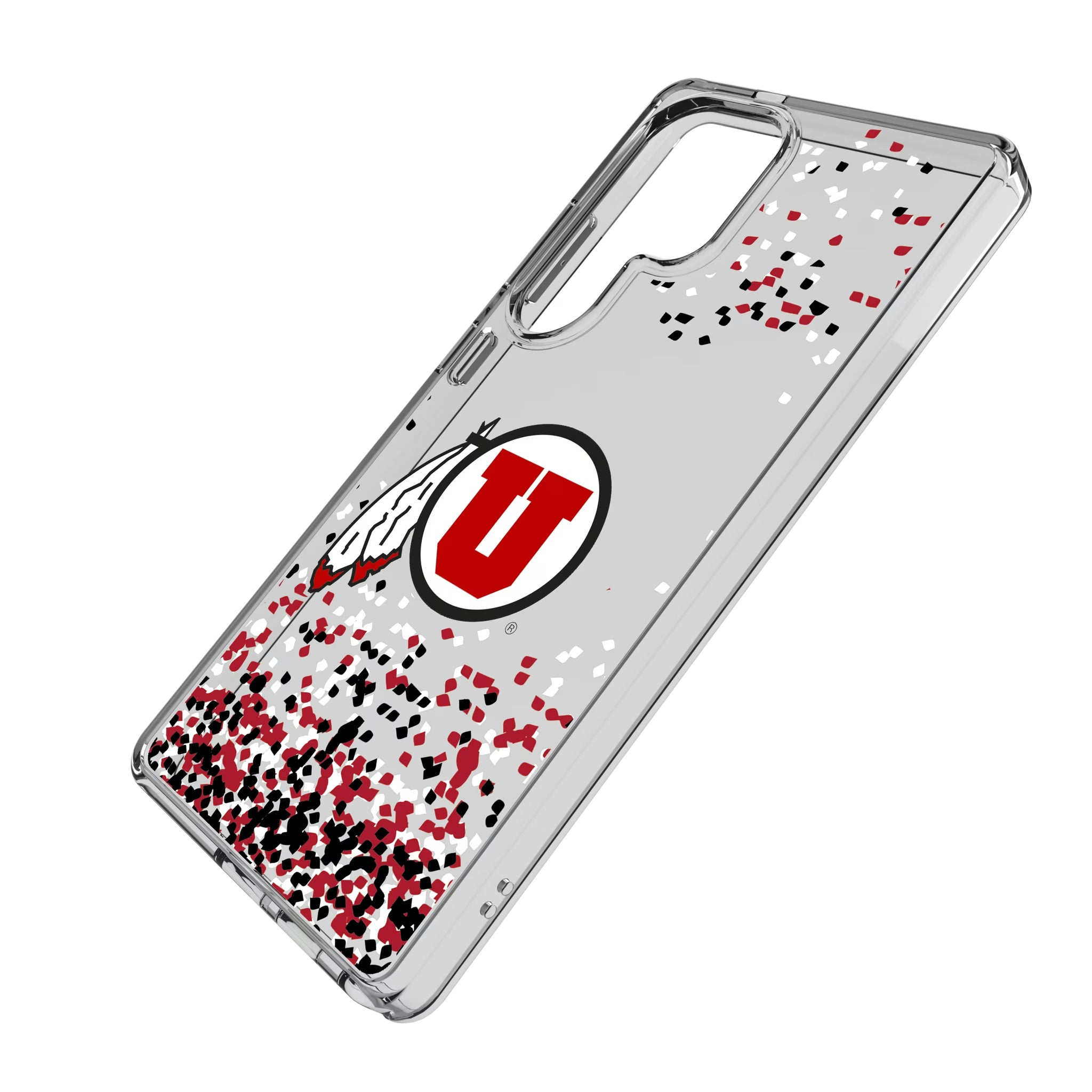 University of Utah Utes Confetti Galaxy Clear Phone Case for Samsung Galaxy - Isometric View