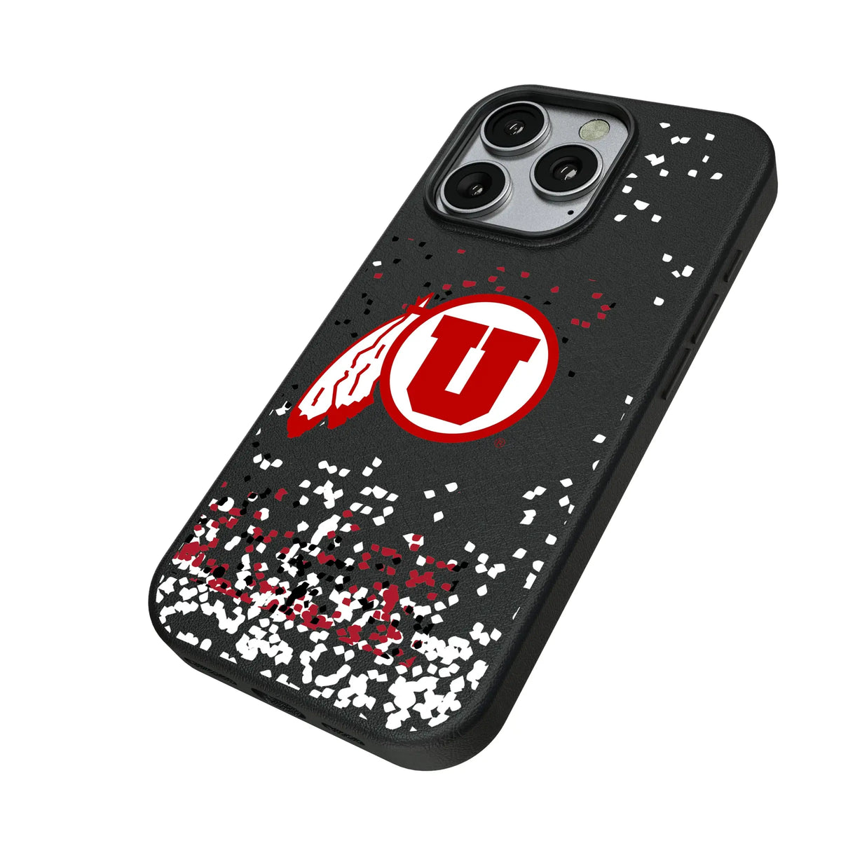 University of Utah Utes Confetti iPhone MagSafe Compatible Phone Case for Apple iPhone - Isometric View#Device_iPhone 16 Pro