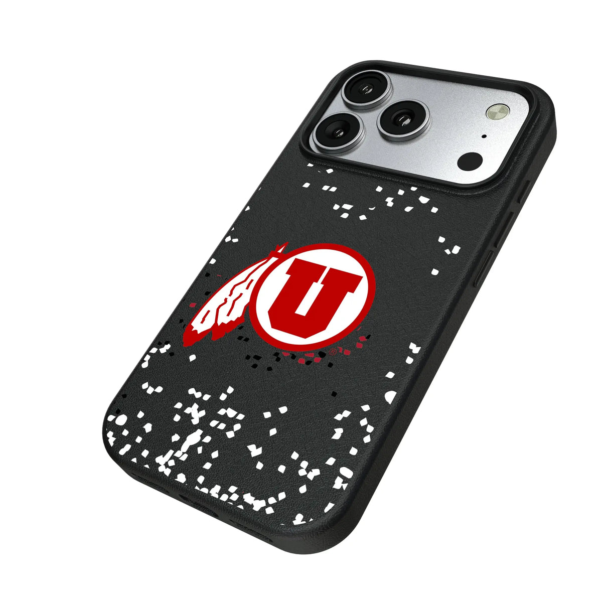 University of Utah Utes Confetti iPhone MagSafe Compatible Phone Case for Apple iPhone - Isometric View#Device_iPhone 17 Pro