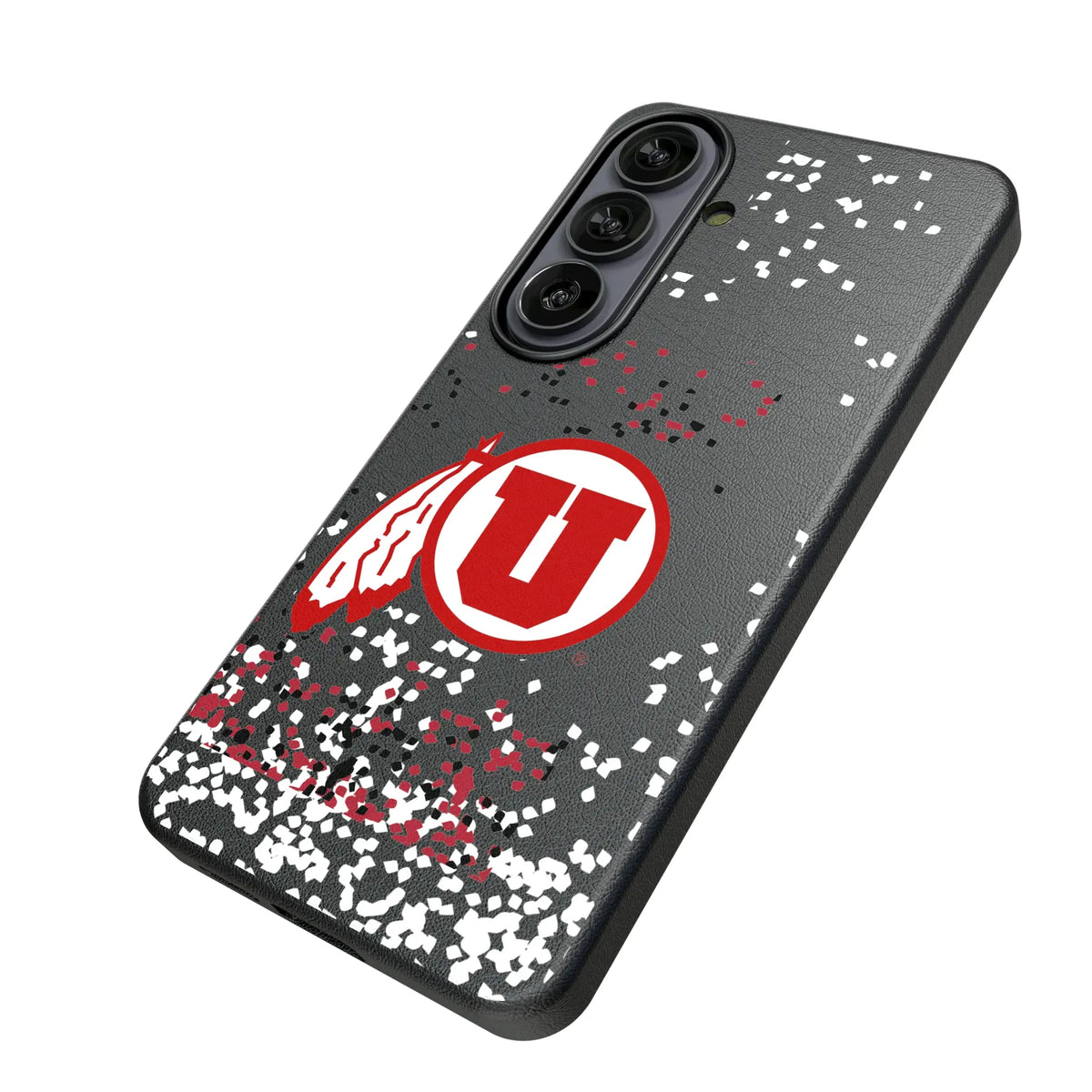 University of Utah Utes Confetti Galaxy MagSafe Compatible Phone Case for Samsung Galaxy - Isometric View#Device_Galaxy S26