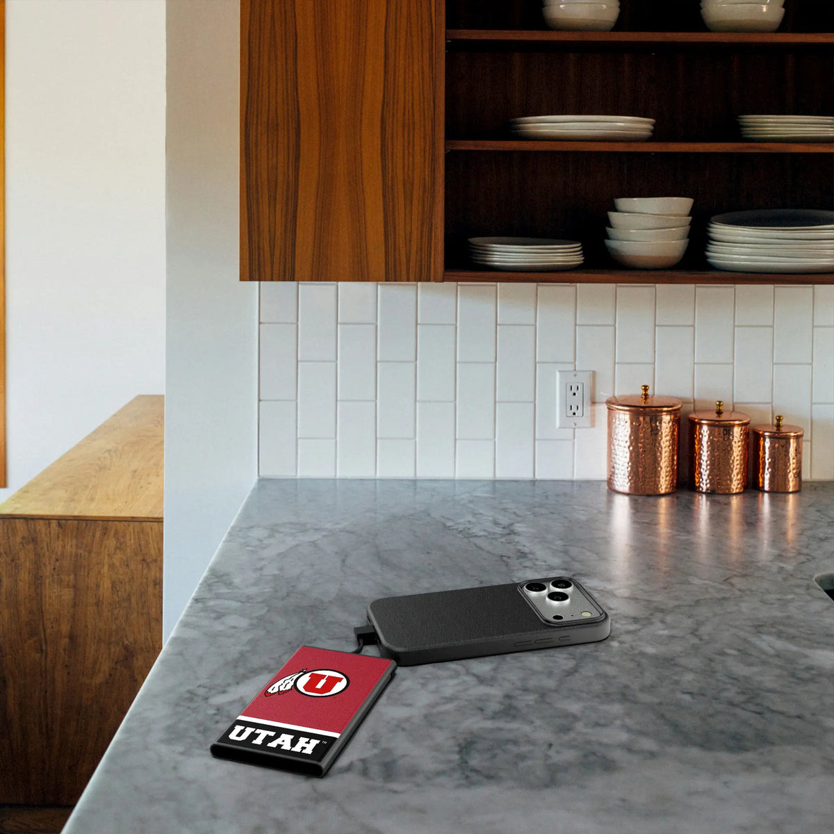 University of Utah Utes Endzone Solid 5000mAh Flat Power Bank - Lifestyle