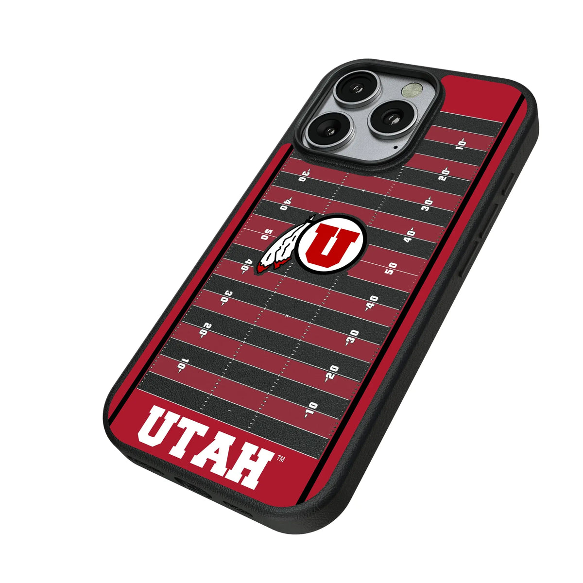 University of Utah Utes Field iPhone MagSafe Compatible Phone Case for Apple iPhone - Isometric View#Device_iPhone 16 Pro