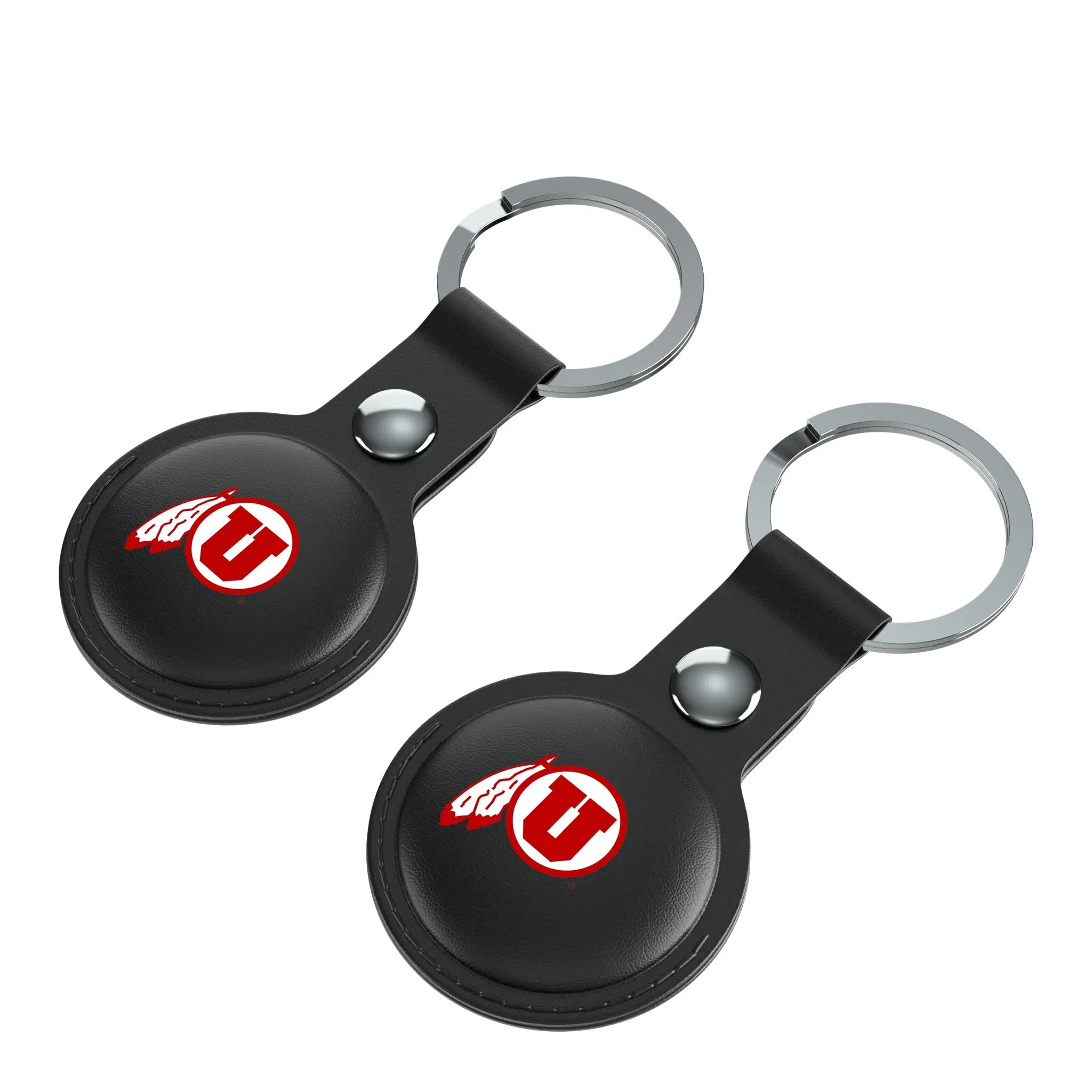 University of Utah Utes Insignia AirTag Black Airtag Holder 2-Pack - Isometric View