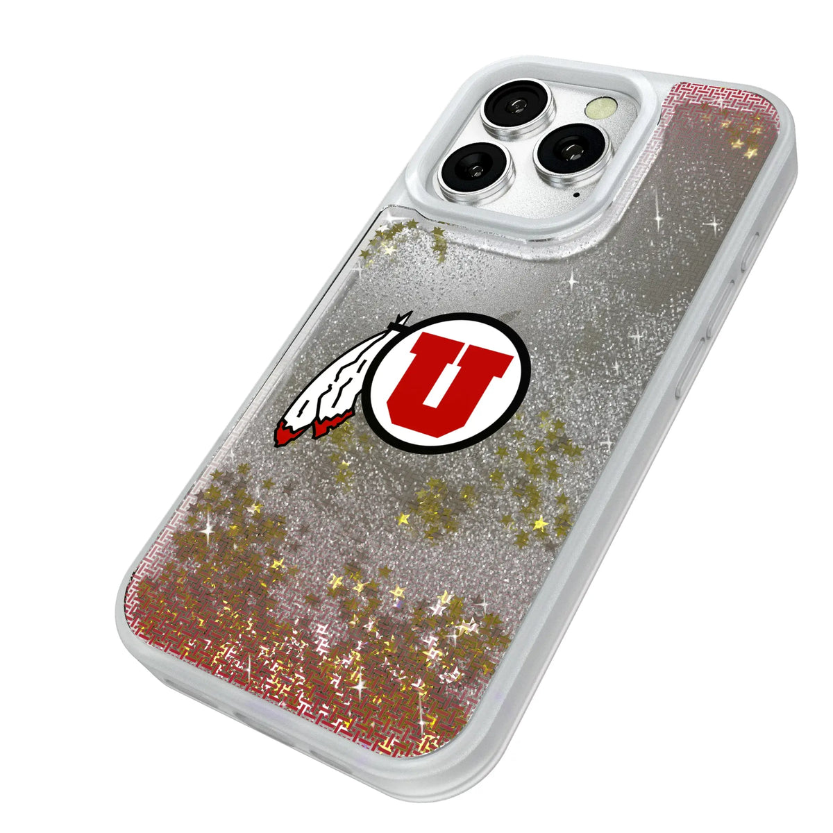 University of Utah Utes Linen iPhone Glitter Phone Case for Apple iPhone - Isometric View#Device_iPhone 16 Pro