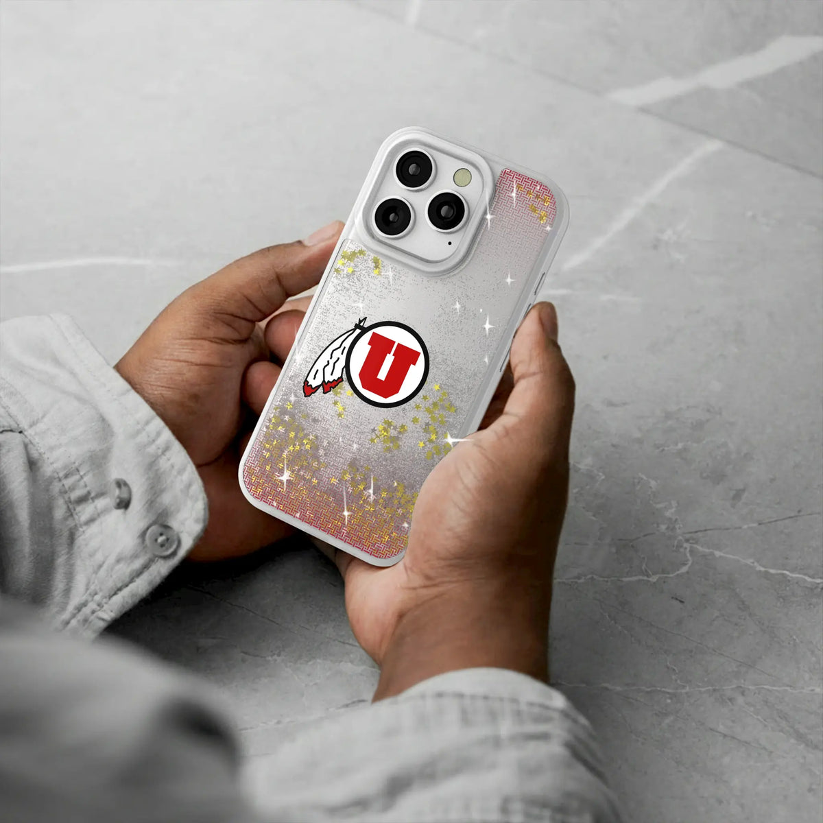University of Utah Utes Linen iPhone Glitter Phone Case for Apple iPhone - Lifestyle#Device_iPhone 16 Pro