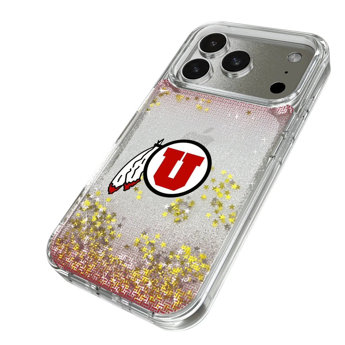 University of Utah Utes Linen iPhone Glitter Phone Case for Apple iPhone - Isometric View#Device_iPhone 17 Pro