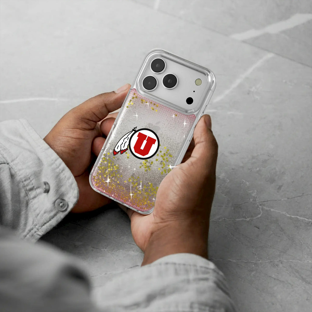 University of Utah Utes Linen iPhone Glitter Phone Case for Apple iPhone - Lifestyle#Device_iPhone 17 Pro