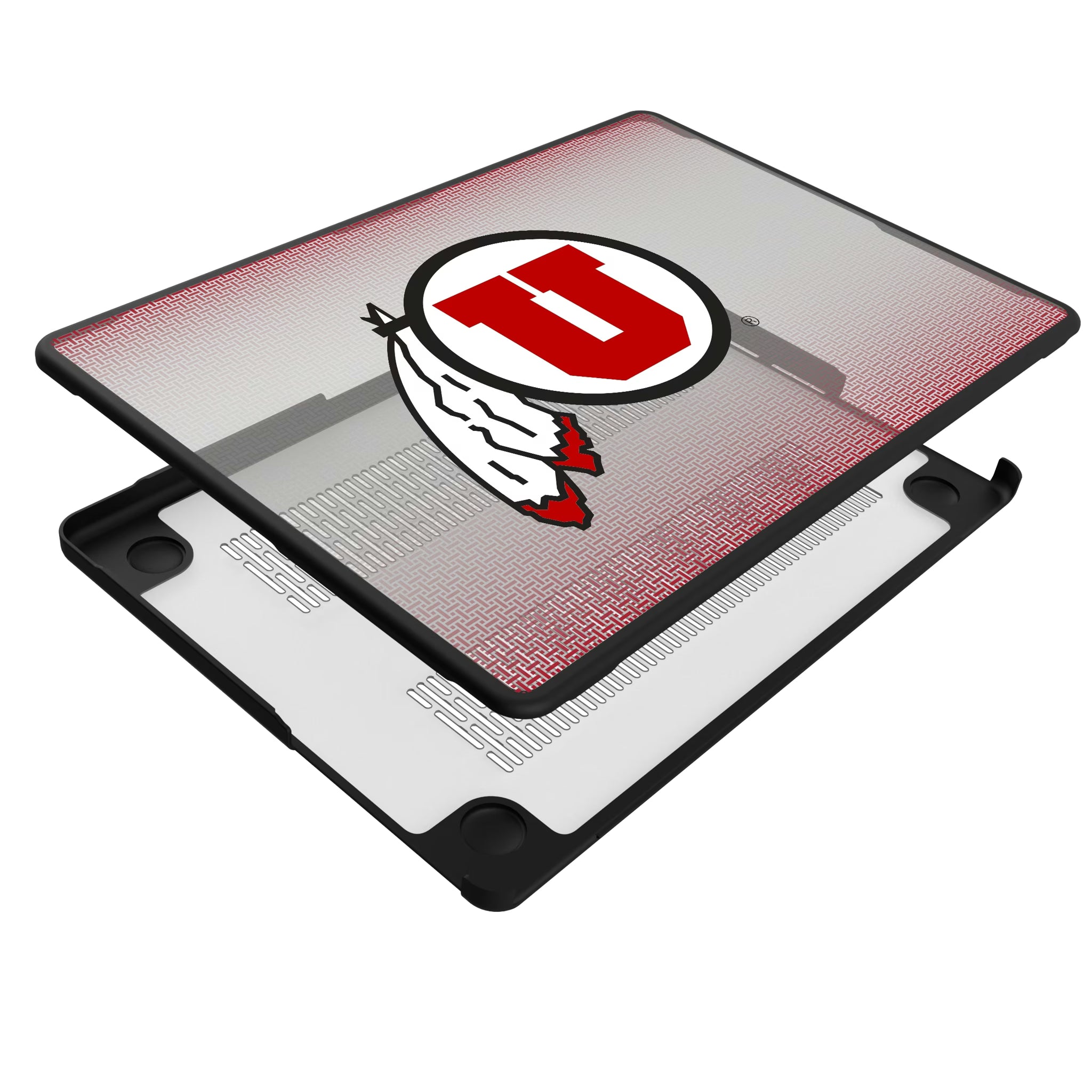 University of Utah Utes Linen MacBook Laptop Case for Apple MacBook - Isometric View#Device_MacBook Pro (14-inch, 2021) / MacBook Pro (14-inch, 2023) / MacBook Pro (14-inch, 2024)