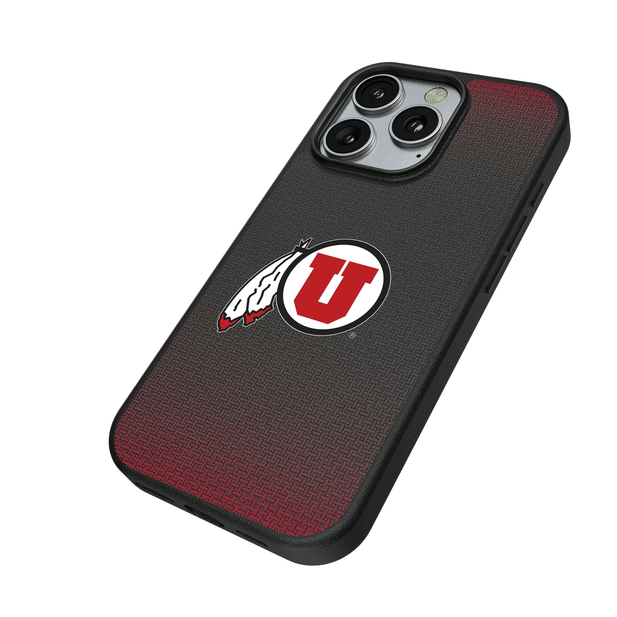 University of Utah Utes Linen iPhone MagSafe Compatible Phone Case for Apple iPhone - Isometric View