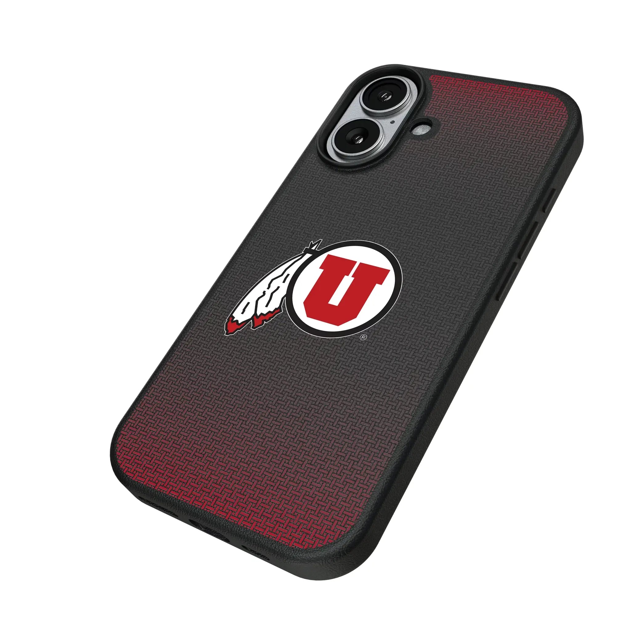 University of Utah Utes Linen iPhone MagSafe Compatible Phone Case for Apple iPhone - Isometric View#Device_iPhone 17
