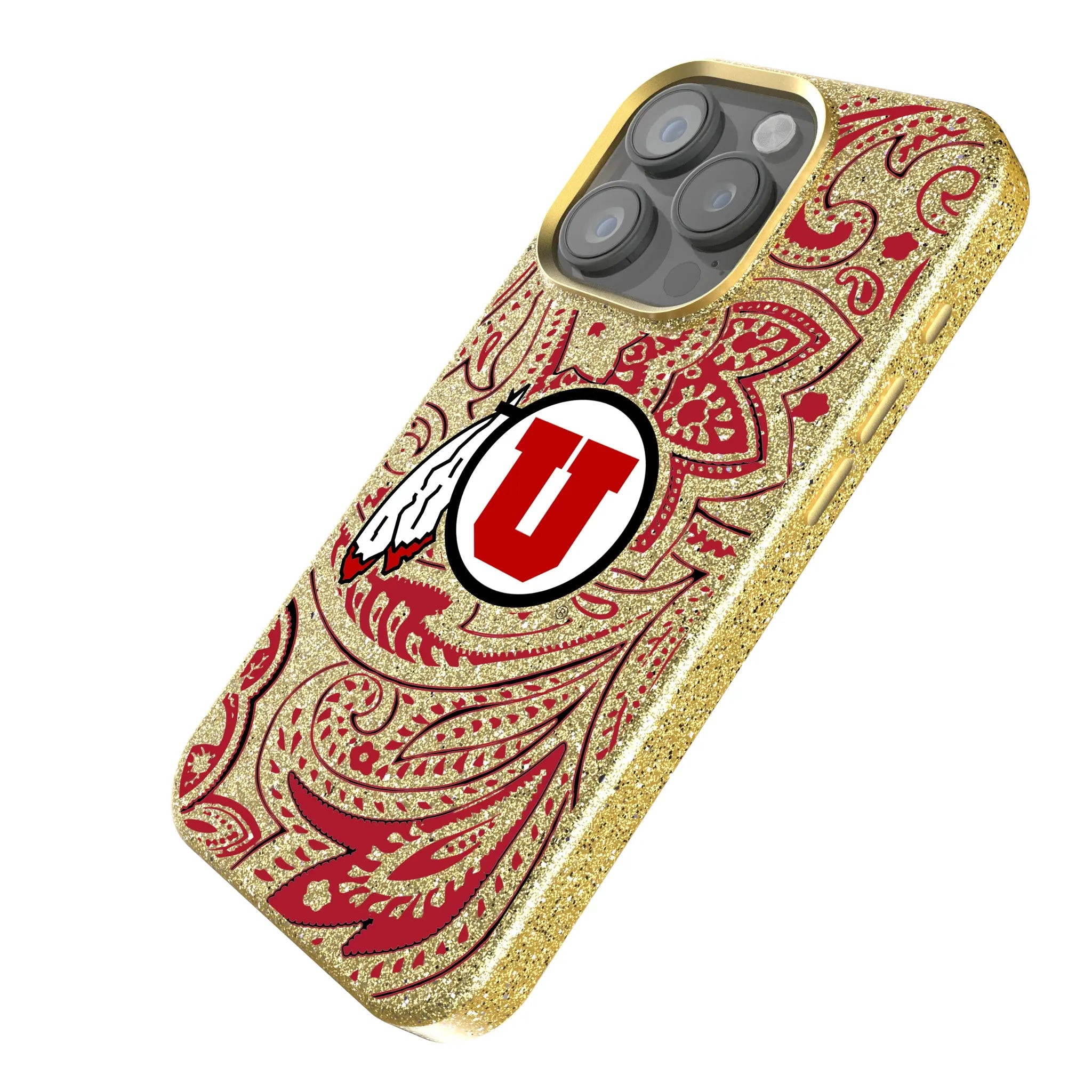 University of Utah Utes Paisley iPhone Bling Phone Case for Apple iPhone - Isometric View