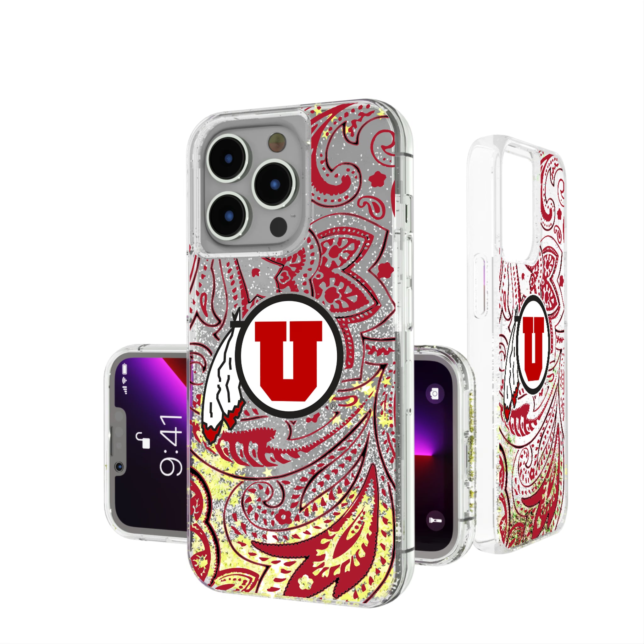 University of Utah Utes Paisley iPhone Glitter Phone Case for Apple iPhone
