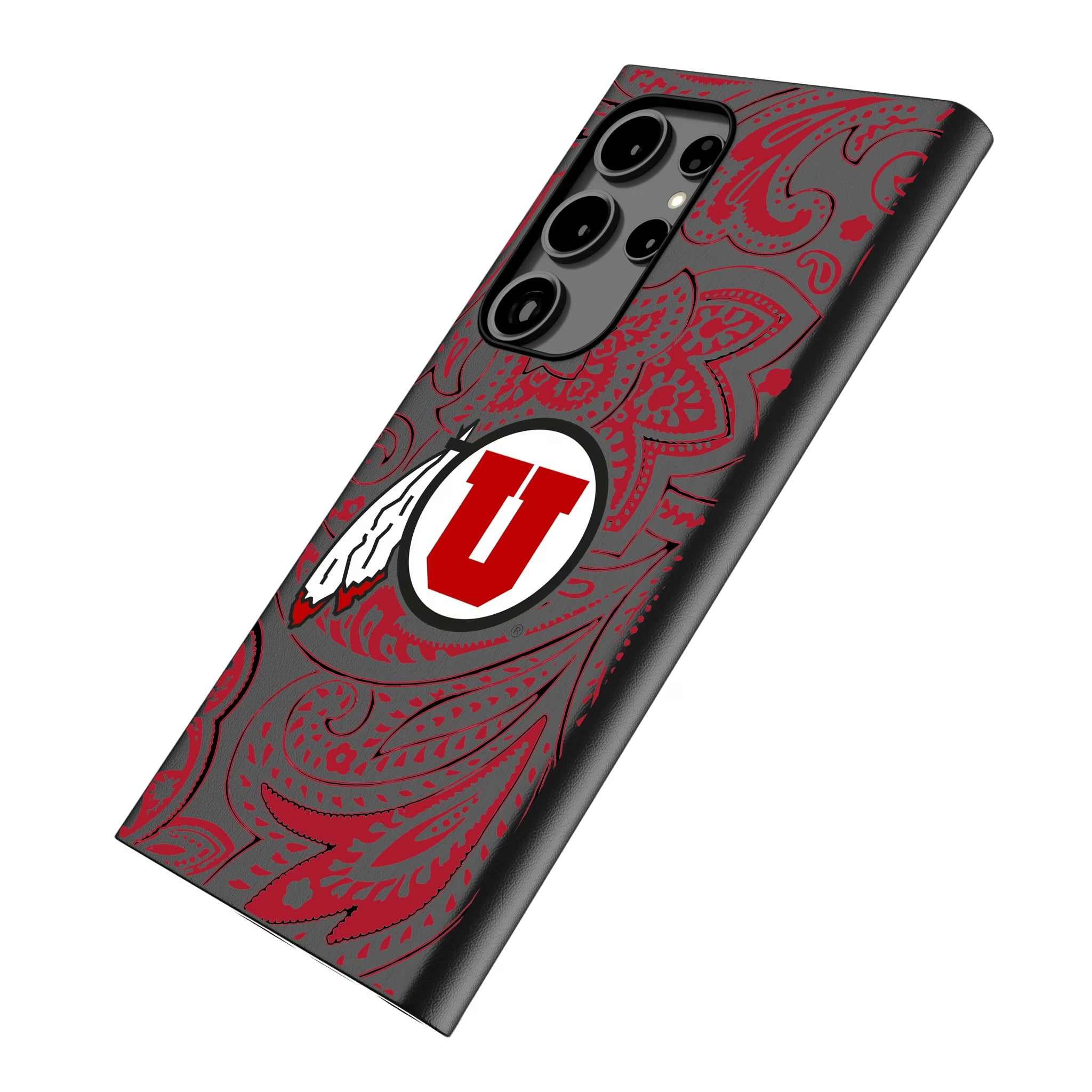University of Utah Utes Paisley Galaxy MagSafe Compatible Phone Case for Samsung Galaxy - Isometric View