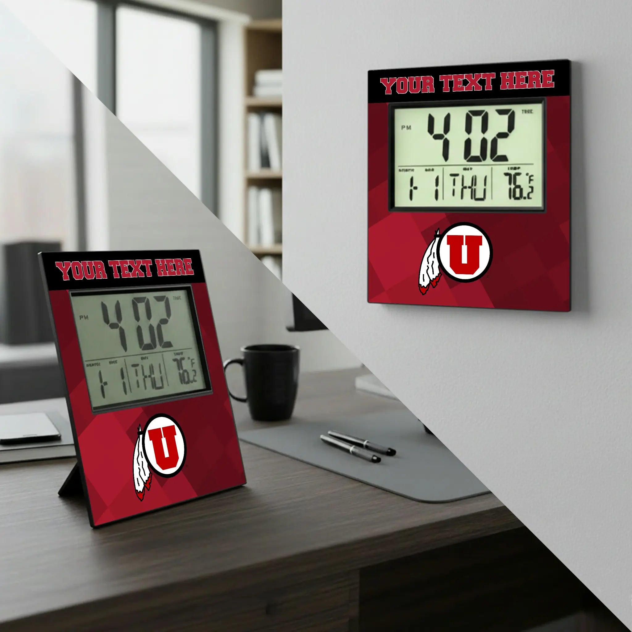 University of Utah Utes Personalized Color Block Wall Clock - Lifestyle