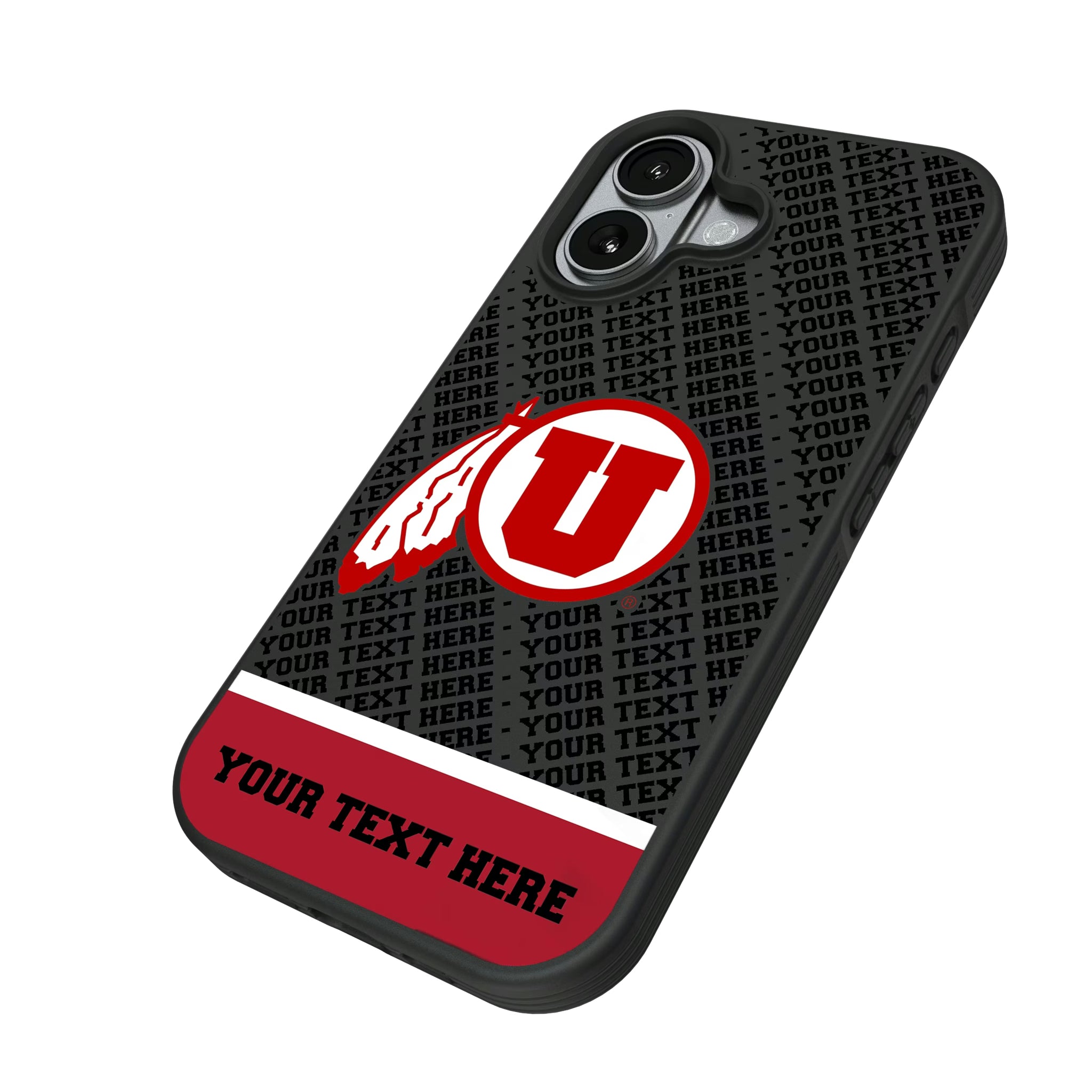 University of Utah Utes Personalized EndZone Plus iPhone Bump Phone Case for Apple iPhone - Isometric View#Device_iPhone 17