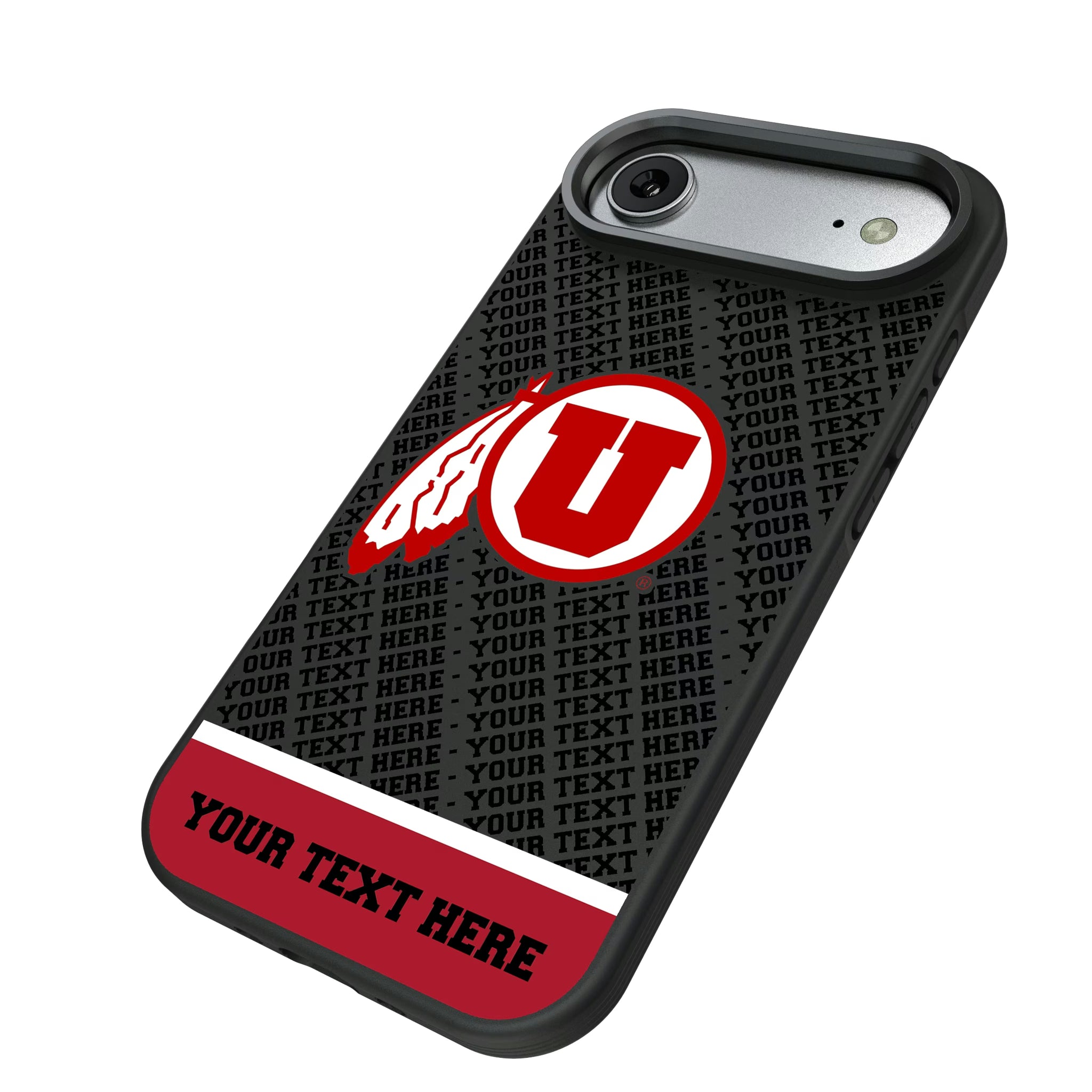 University of Utah Utes Personalized EndZone Plus iPhone Bump Phone Case for Apple iPhone - Isometric View#Device_iPhone Air