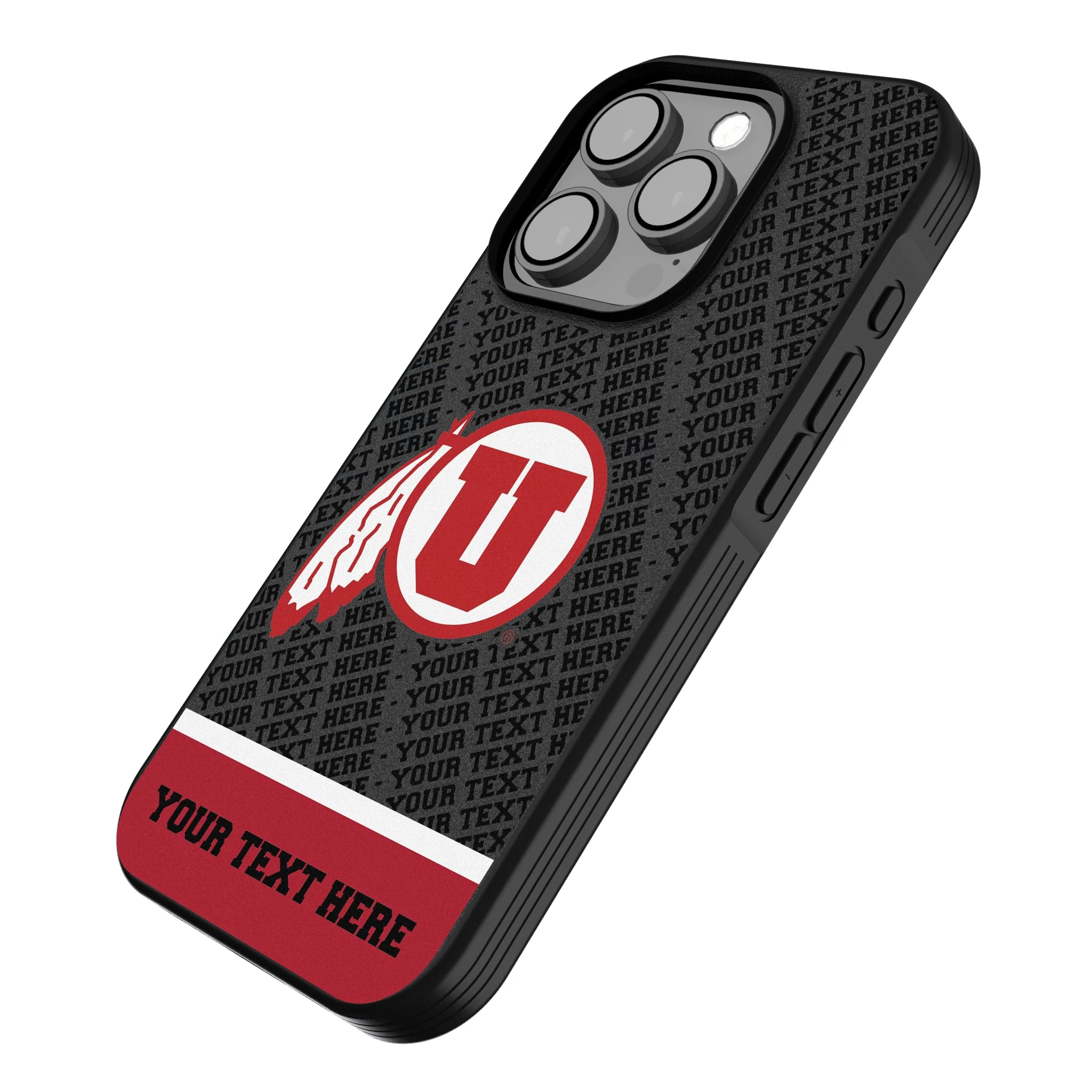 University of Utah Utes Personalized EndZone Plus iPhone Bump Phone Case for Apple iPhone - Isometric View