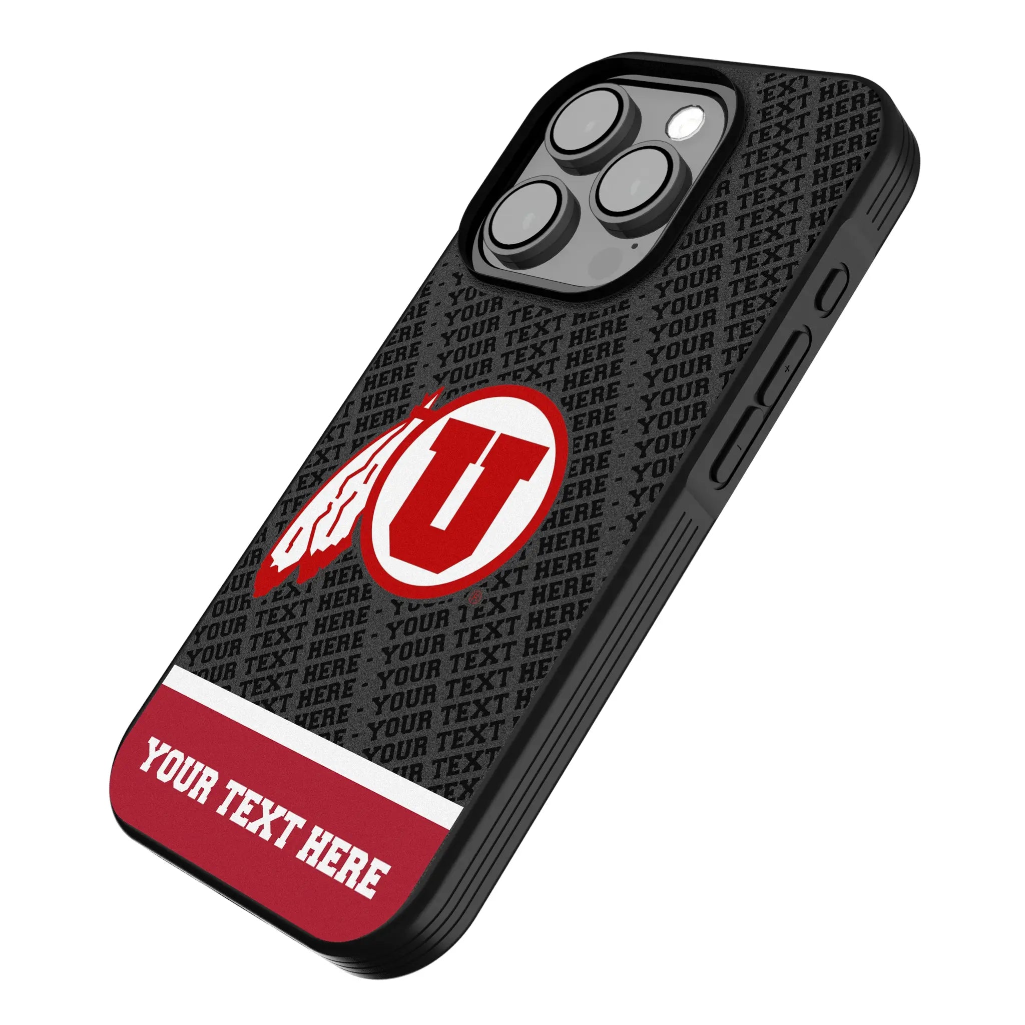 University of Utah Utes Personalized EndZone Plus iPhone Bump Phone Case for Apple iPhone - Isometric View