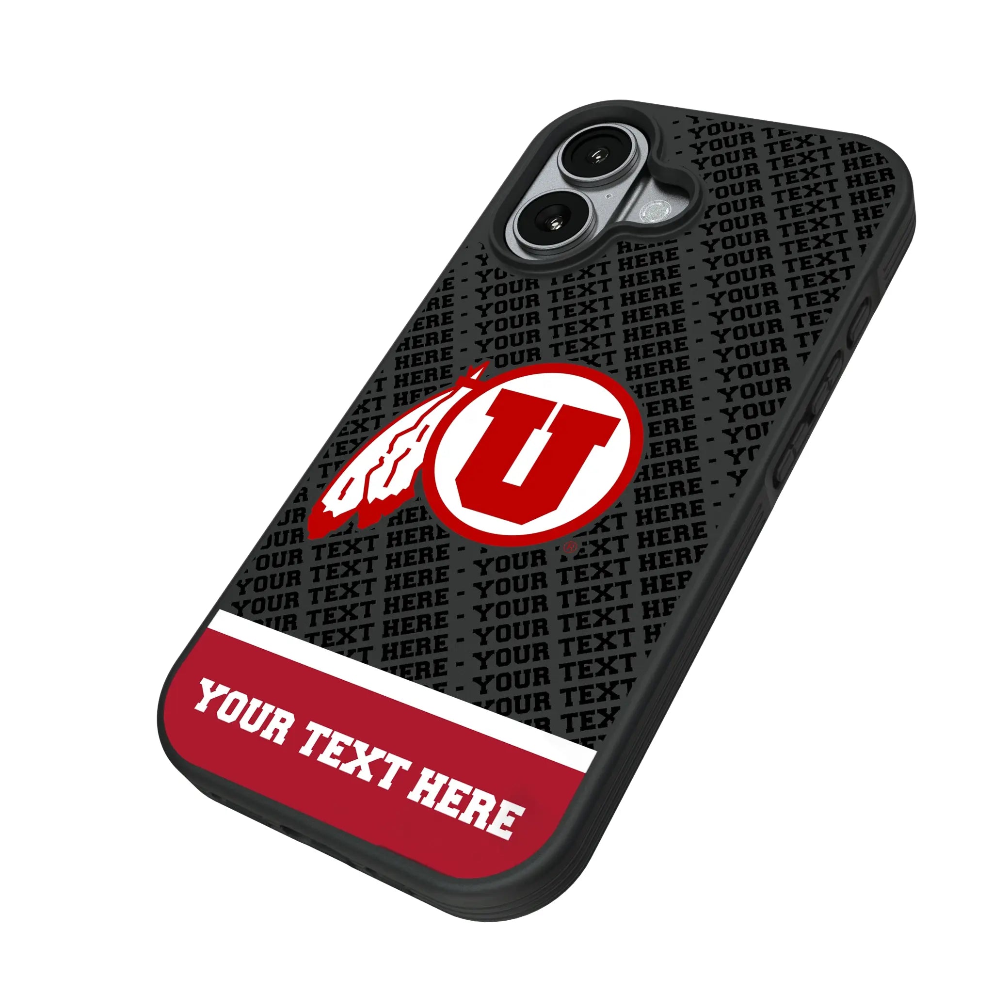 University of Utah Utes Personalized EndZone Plus iPhone Bump Phone Case for Apple iPhone - Isometric View#Device_iPhone 17