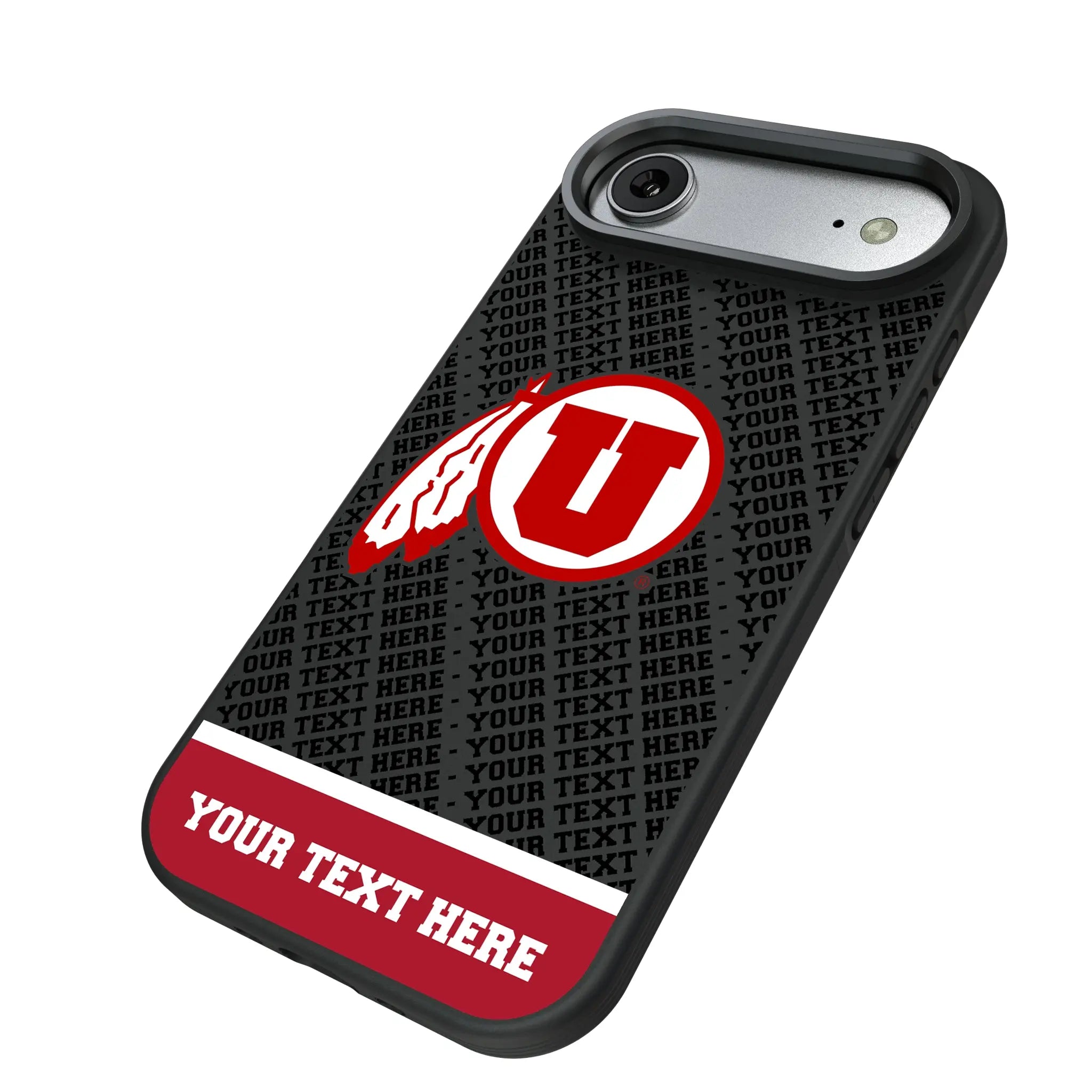 University of Utah Utes Personalized EndZone Plus iPhone Bump Phone Case for Apple iPhone - Isometric View#Device_iPhone Air