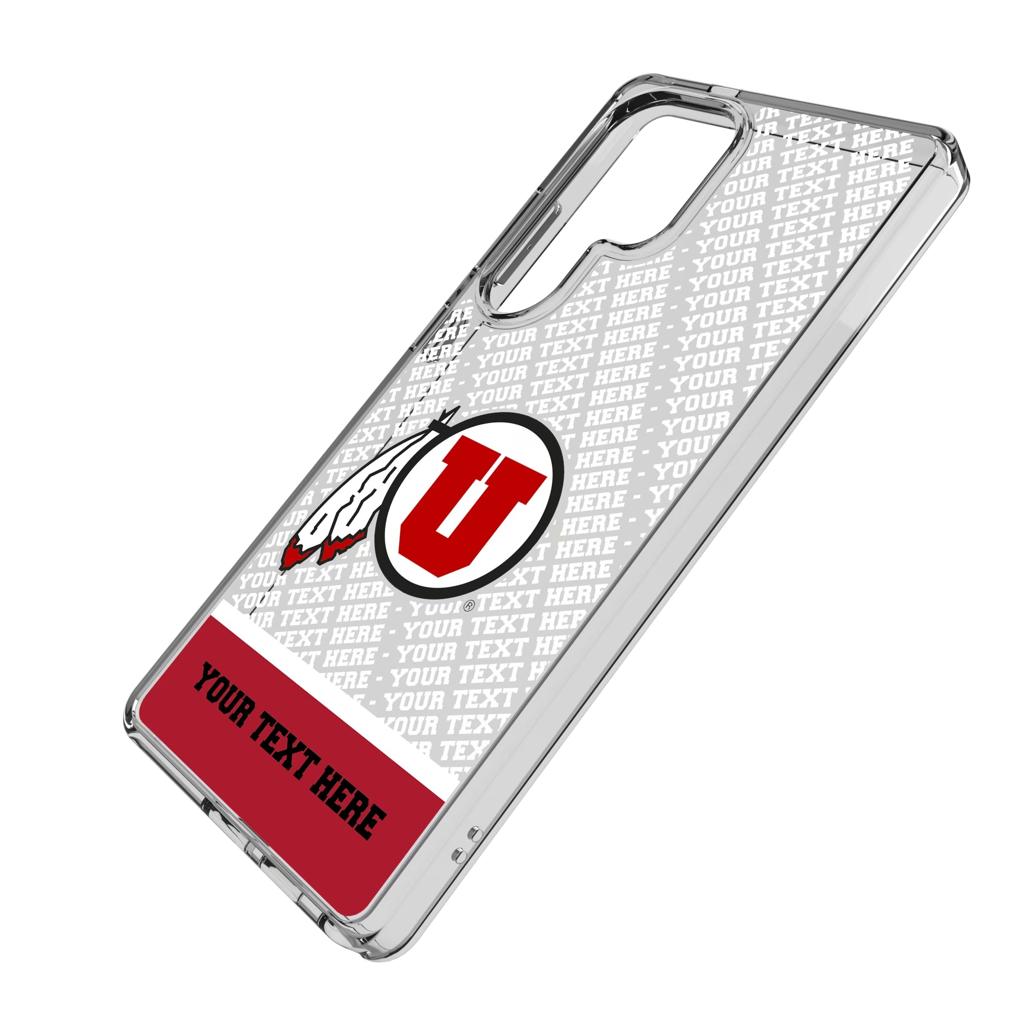 University of Utah Utes Personalized EndZone Plus Galaxy Clear Phone Case for Samsung Galaxy - Isometric View